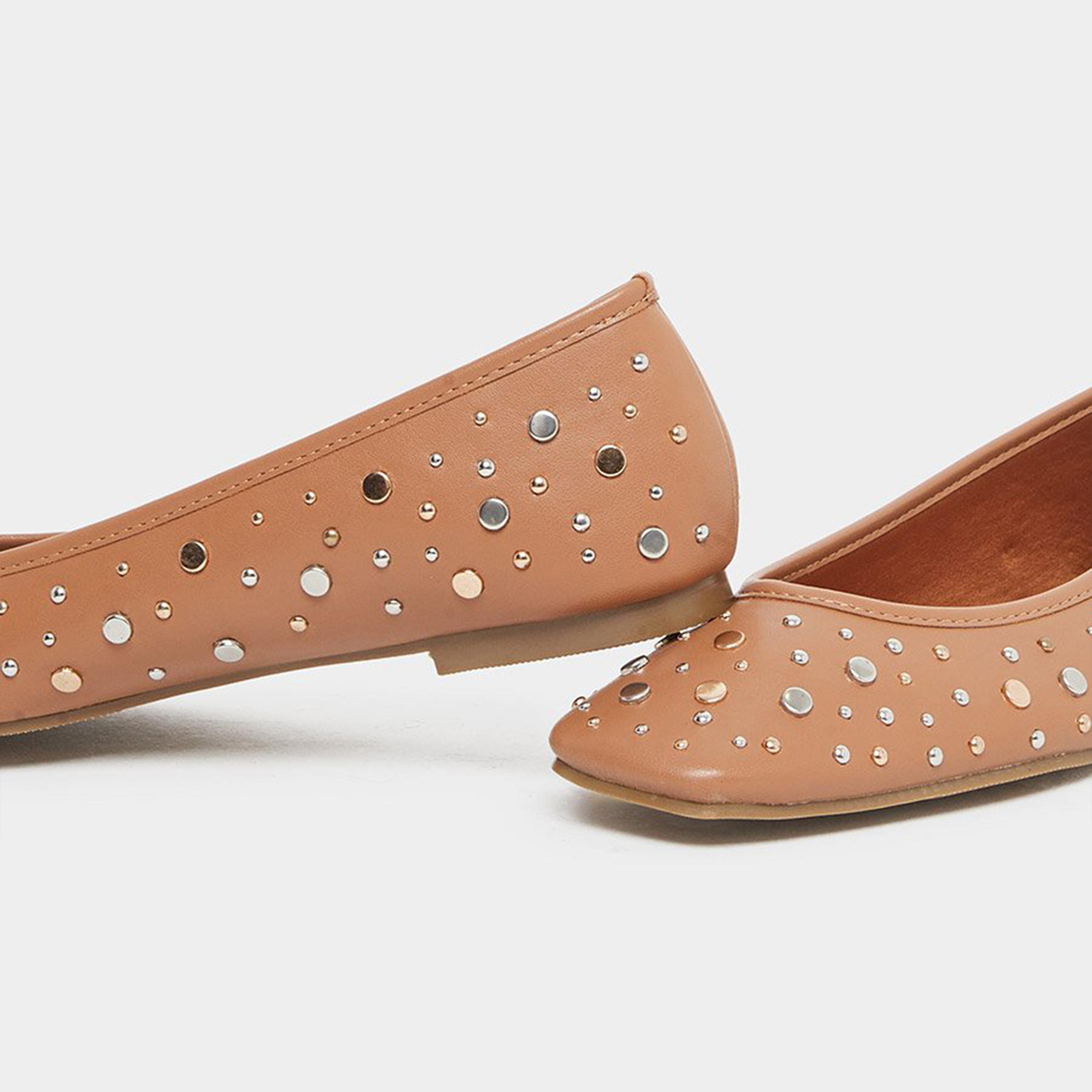 Styli Women Tan Studded Ballet Shoes-women-shoes-ballerinas-image-4