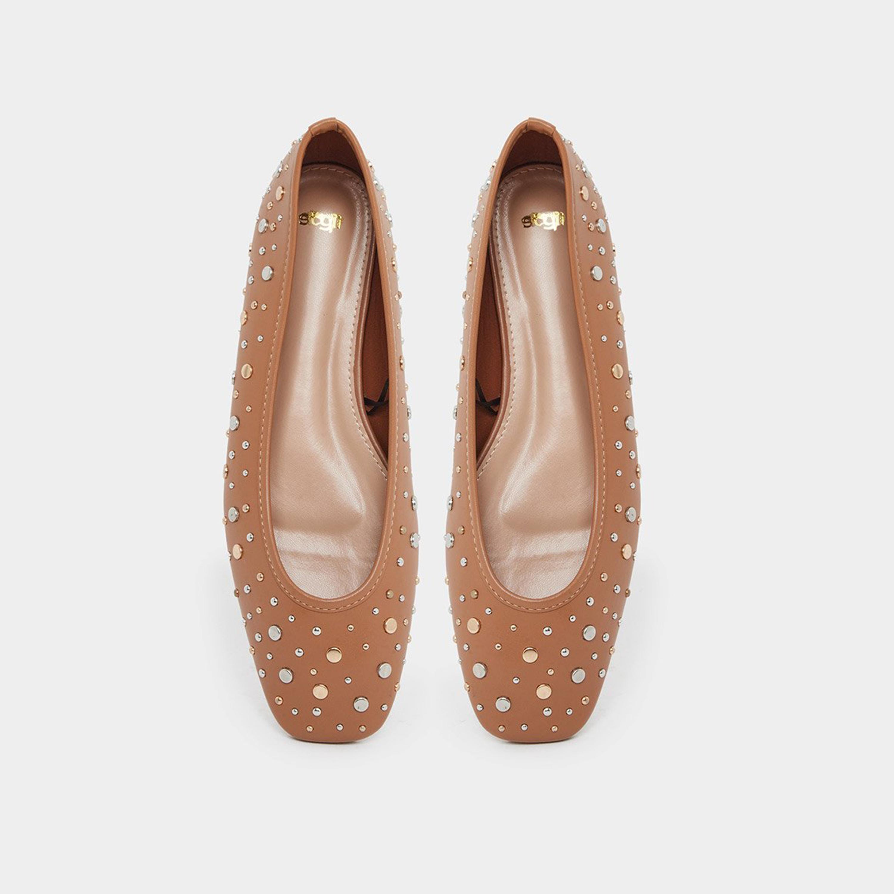 Styli Women Tan Studded Ballet Shoes-women-shoes-ballerinas-image-6