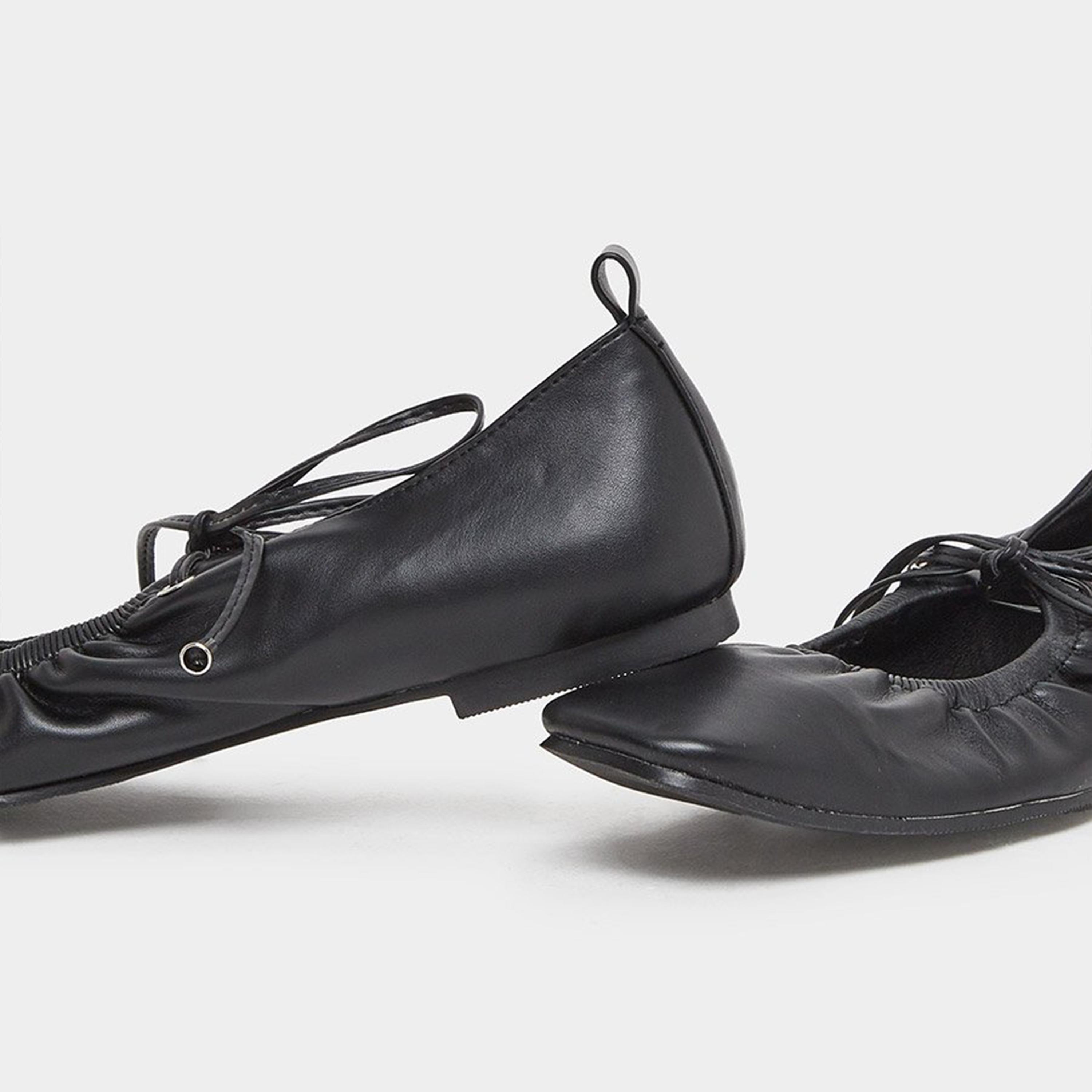 ستايلي - حذاء باليه للنساء من الجلد الأسود-women-shoes-ballerinas-image-4