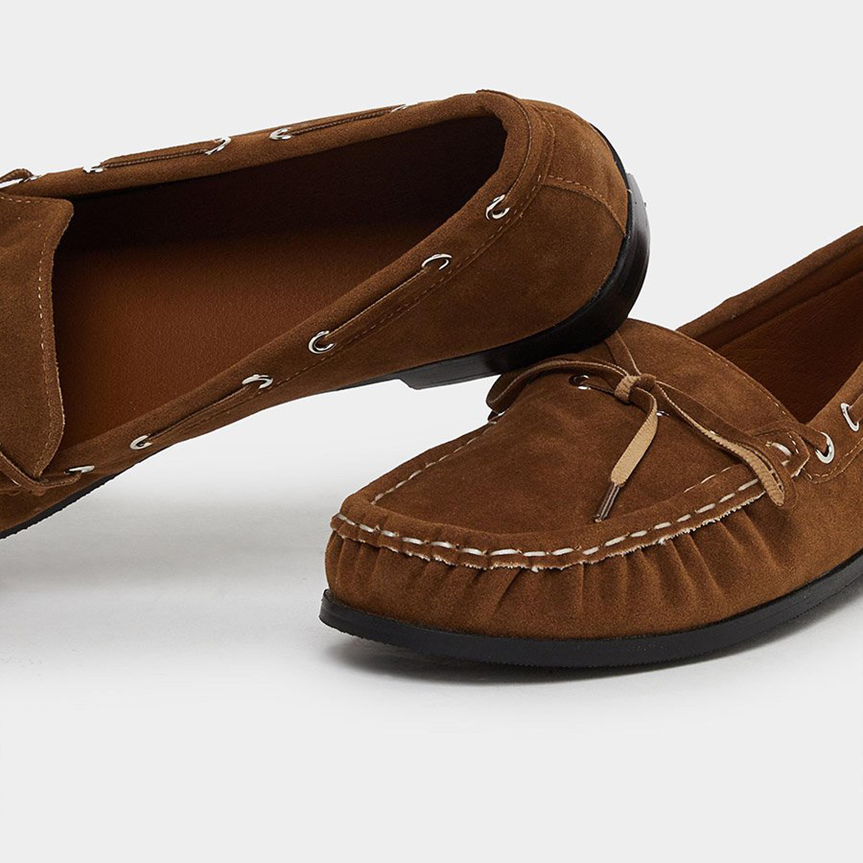 ستايلي - حذاء لوفر للنساء من جلد سويد مدبوغ بني-women-shoes-flats-loafers-image-4