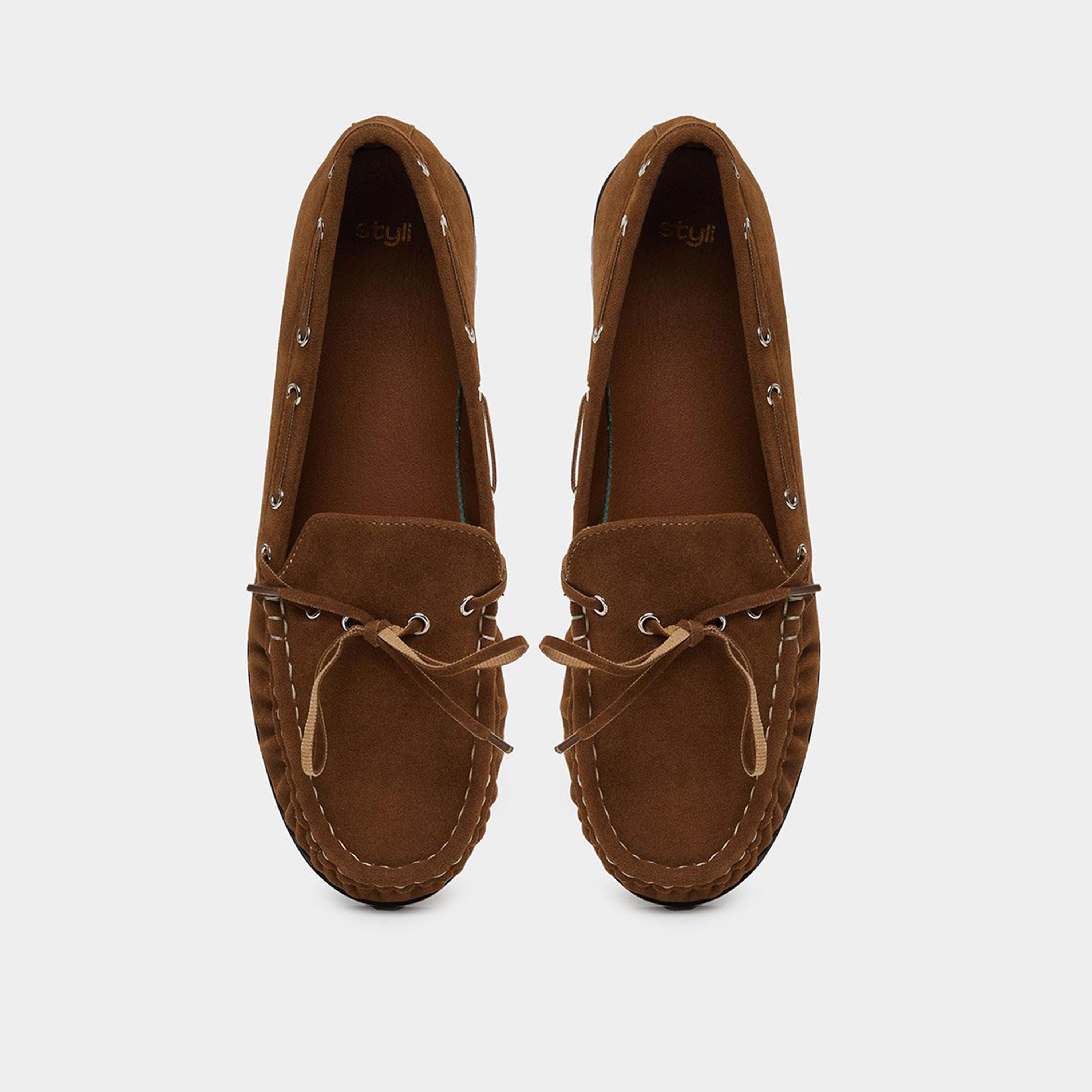 ستايلي - حذاء لوفر للنساء من جلد سويد مدبوغ بني-women-shoes-flats-loafers-image-6