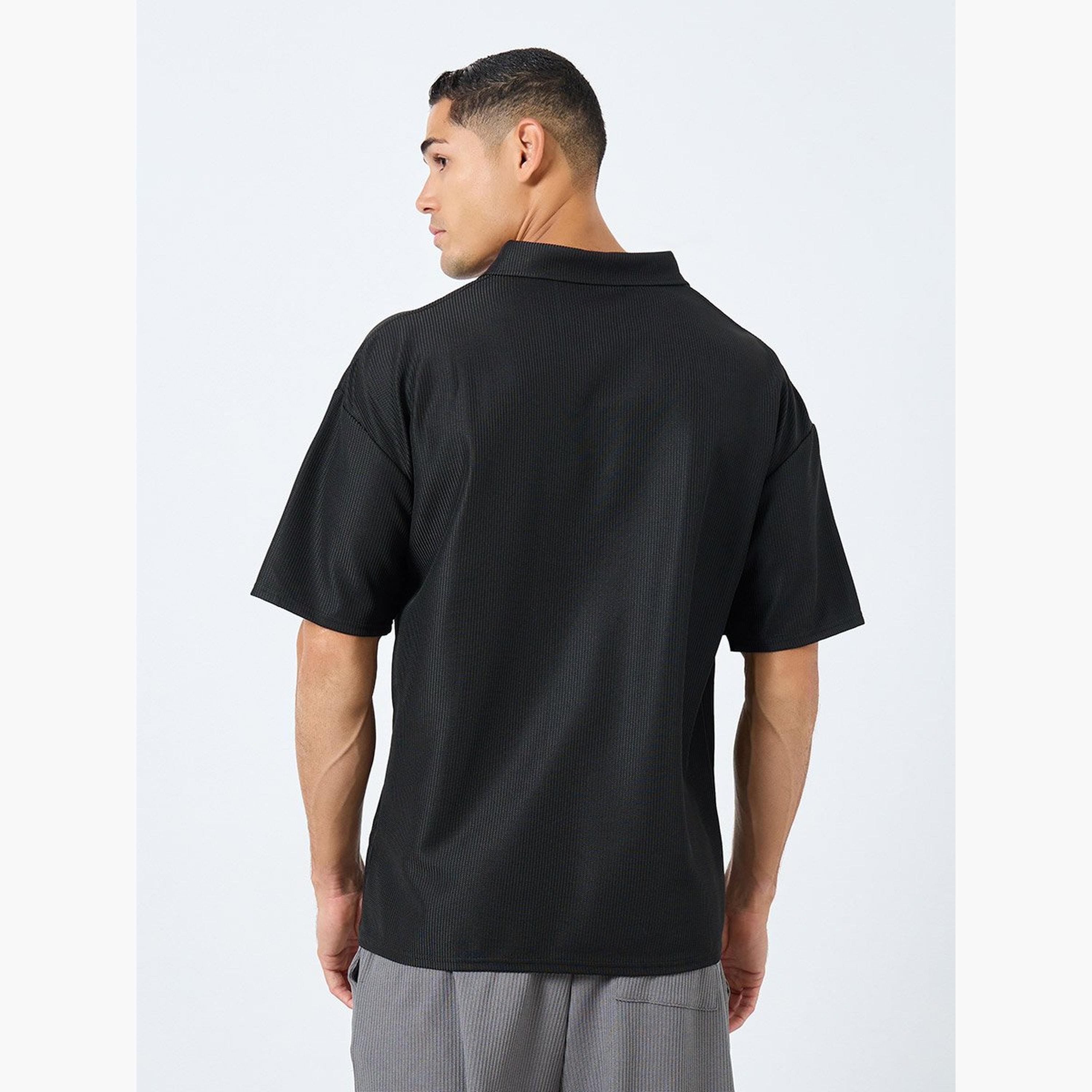 Styli Textured Relaxed Fit Polo with Open Collar-men-clothing-tshirtsandpolos-polos-image-4