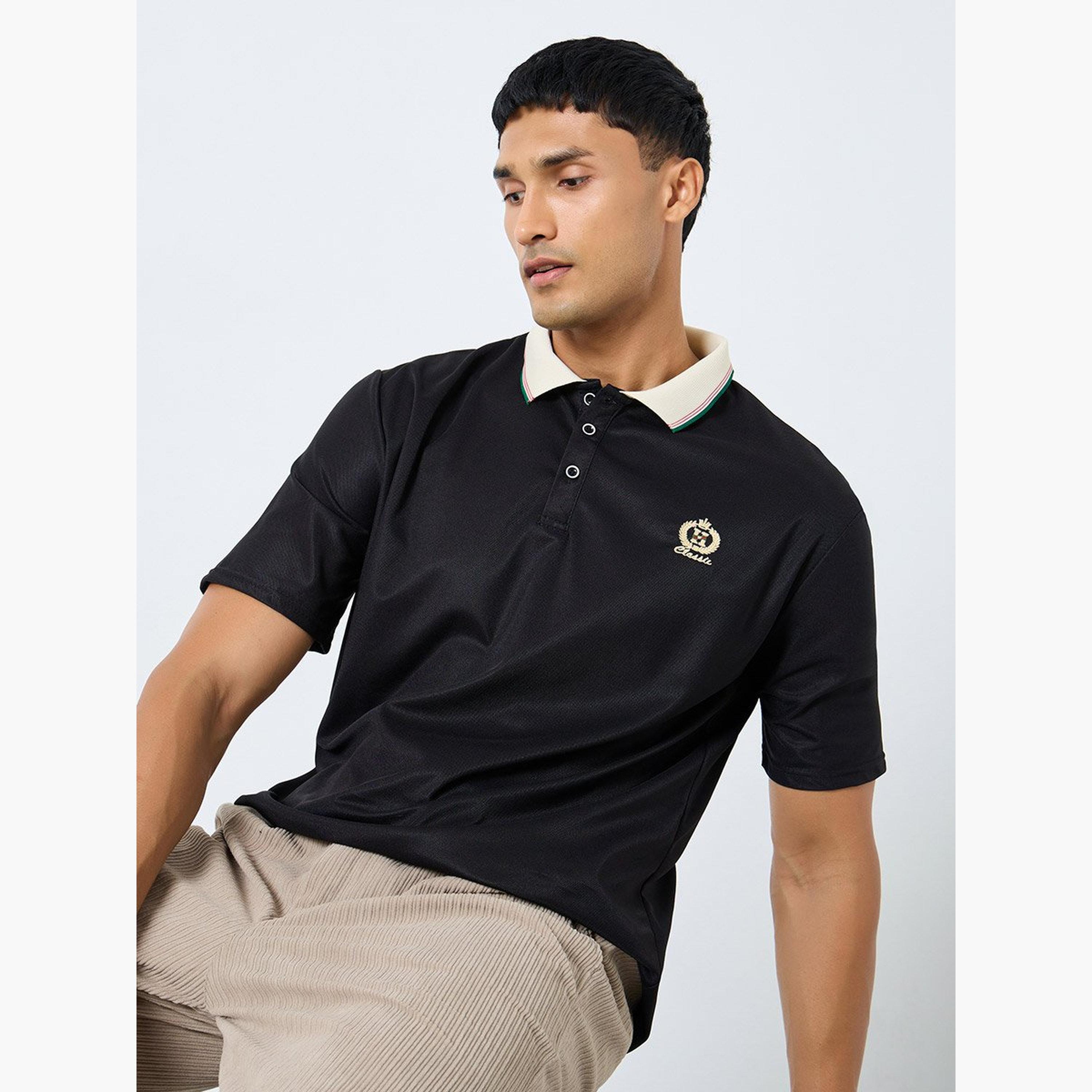 Styli Men Embroidered Relaxed Fit Polo with Collar Tipping-men-clothing-sportswearandactivewear-tshirtsandpolos-image-2