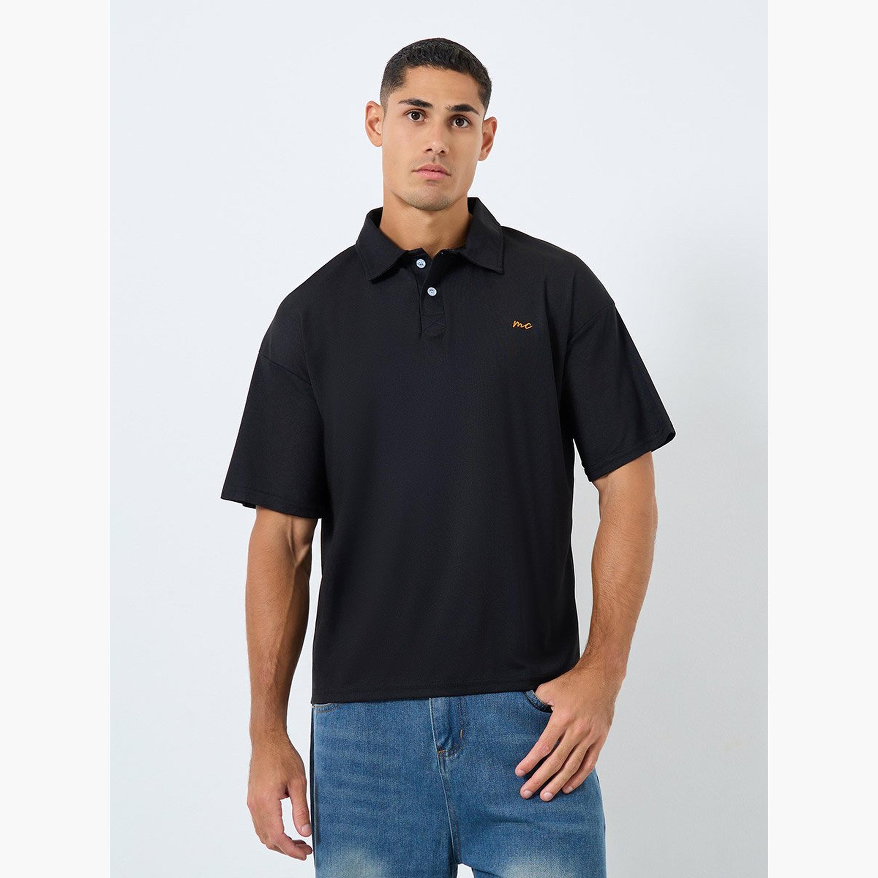 ستايلي - قميص بولو للرجال أسود مقاس كبير مع زر-men-clothing-tshirtsandpolos-polos-image-4