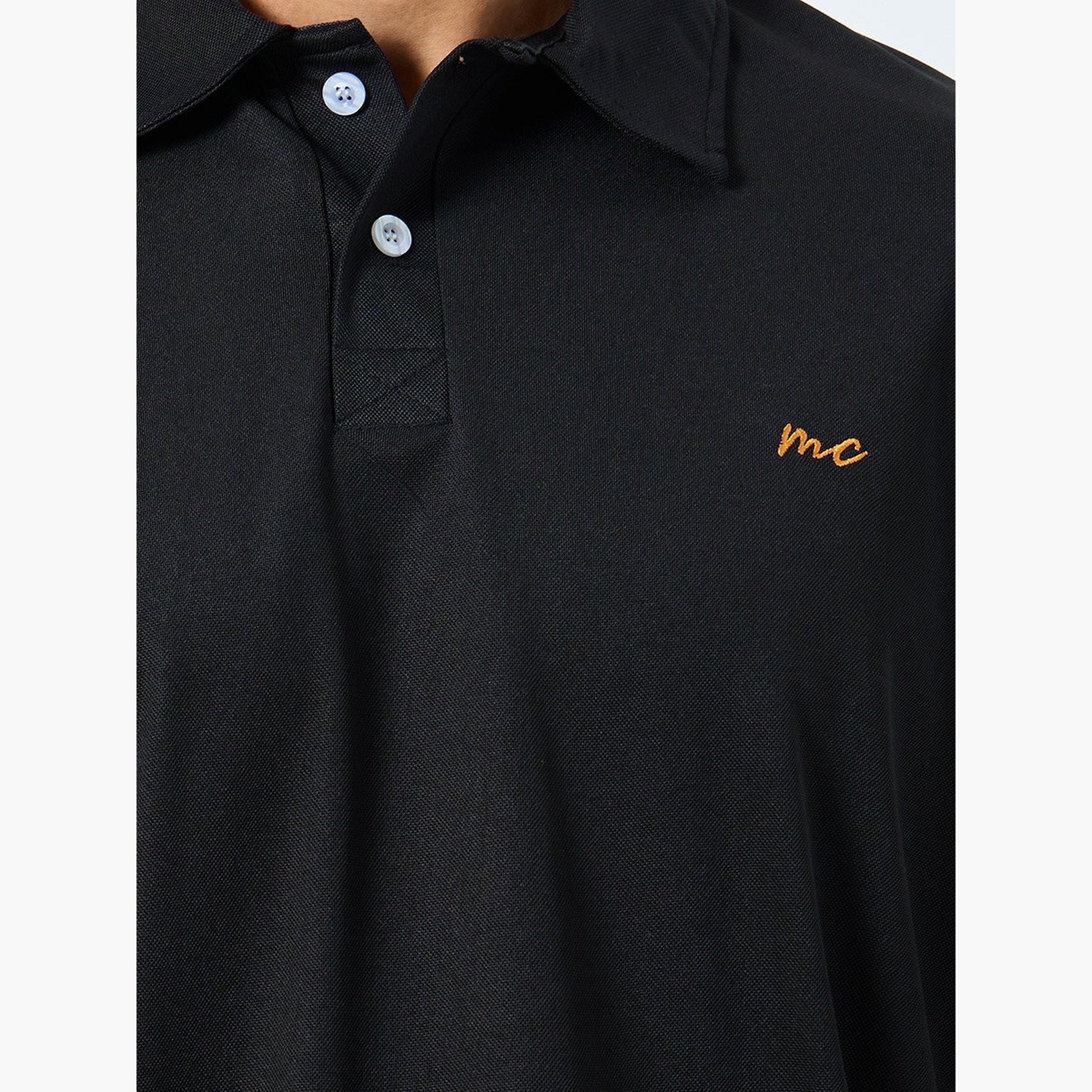 Styli Men Black Oversized Polo with Button-men-clothing-tshirtsandpolos-polos-image-3