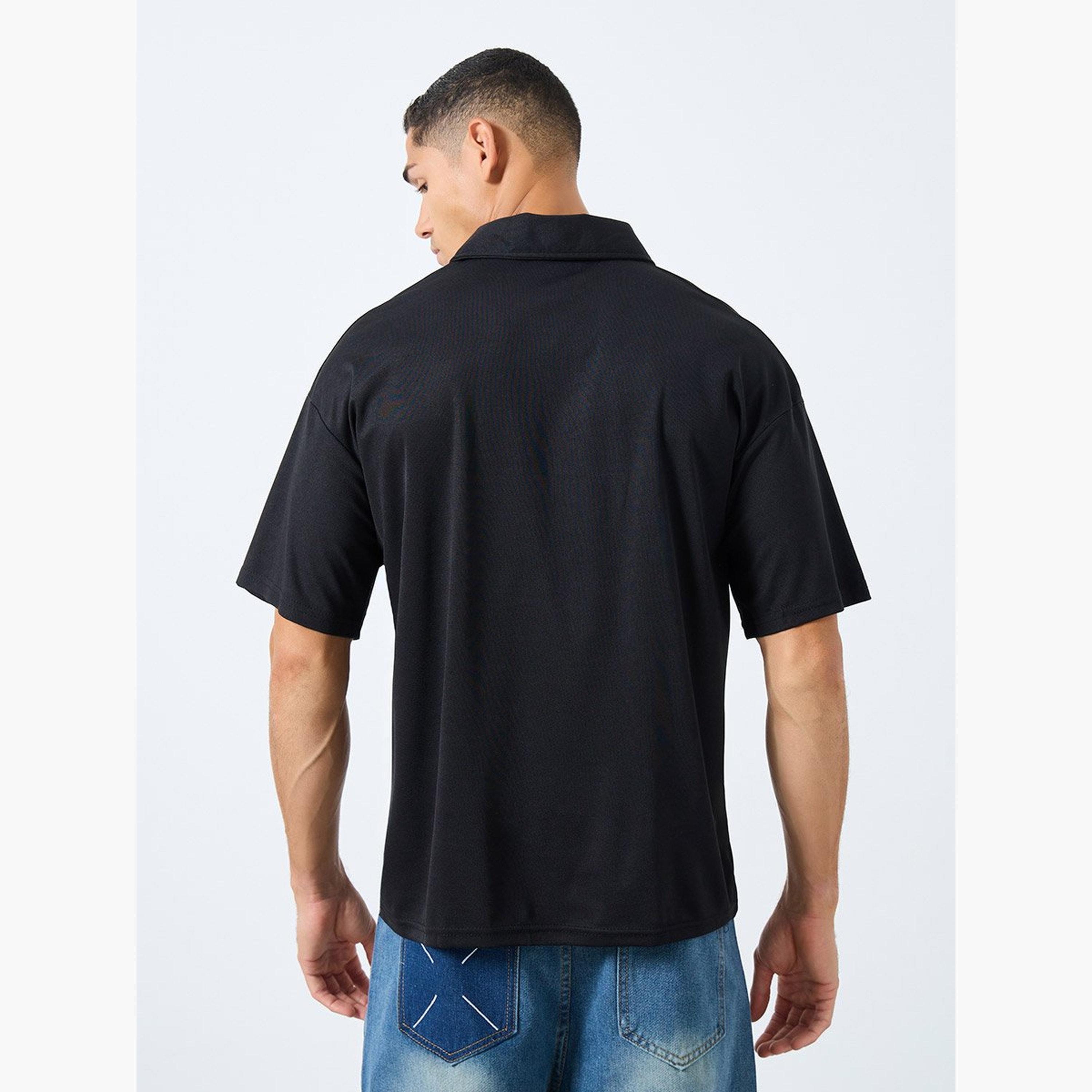 ستايلي - قميص بولو للرجال أسود مقاس كبير مع زر-men-clothing-tshirtsandpolos-polos-image-1