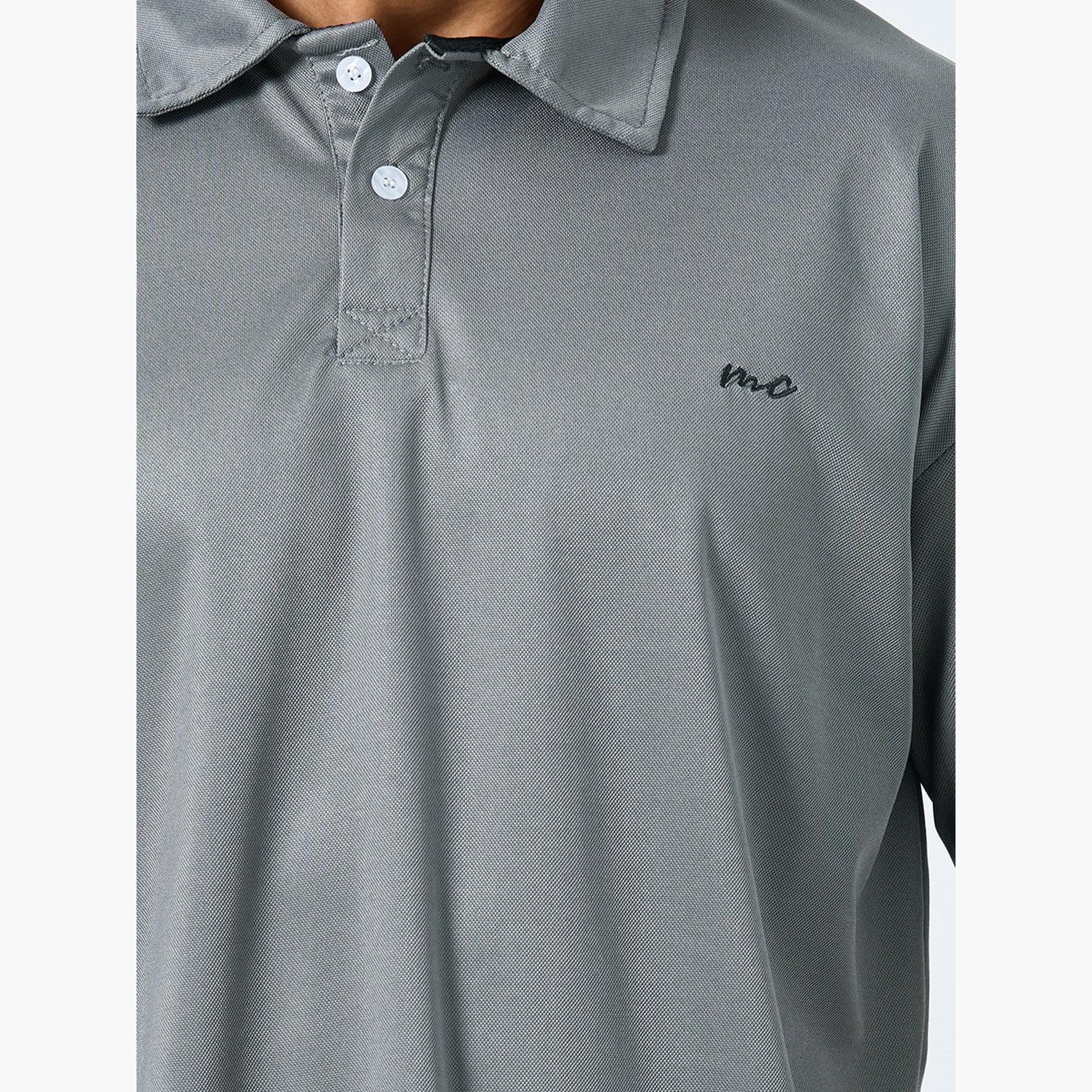 Styli Men Grey Oversized Polo with Button-men-clothing-tshirtsandpolos-polos-image-3