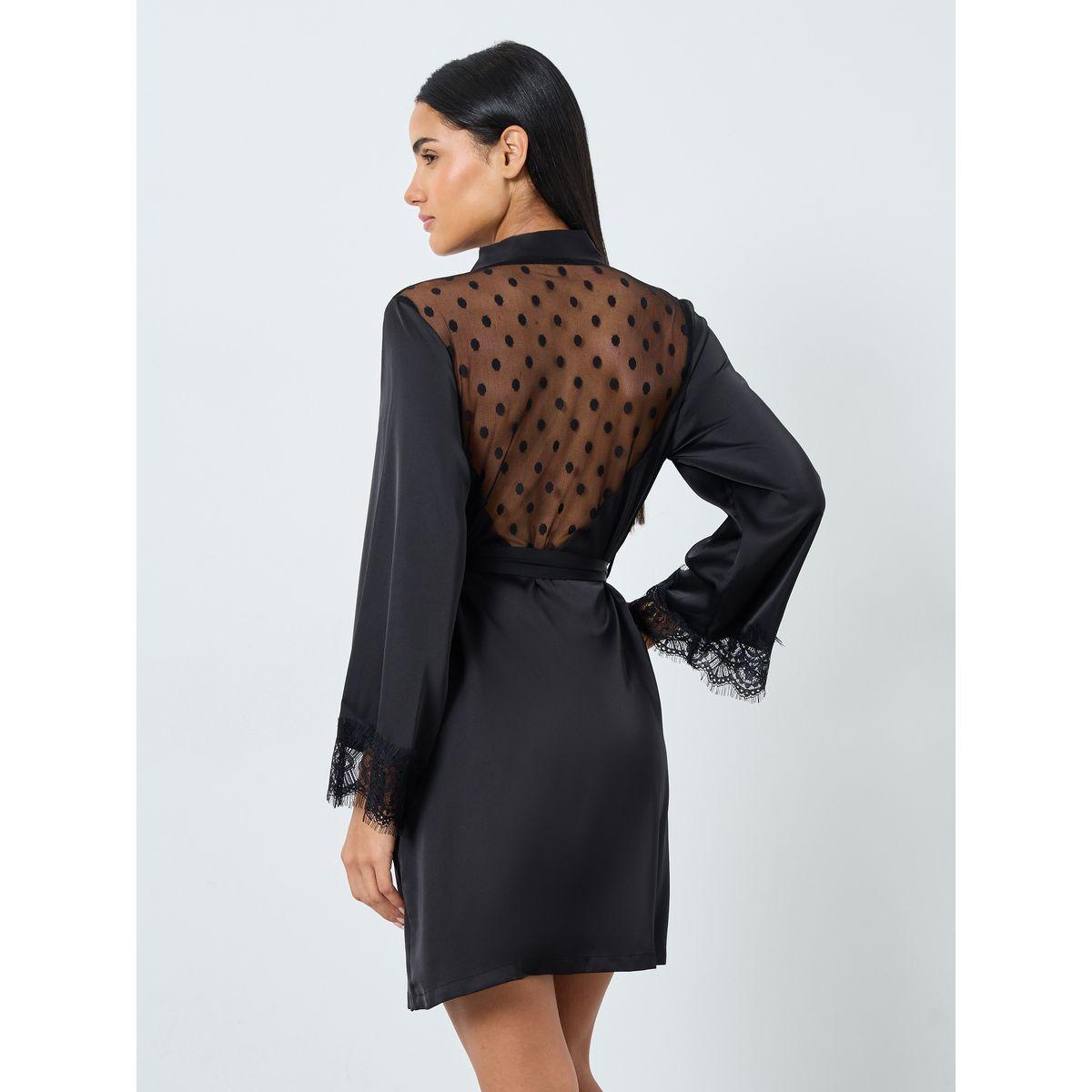Styli Back V Shape Lace Trim Robe-women-clothing-nightwear-robes-image-4