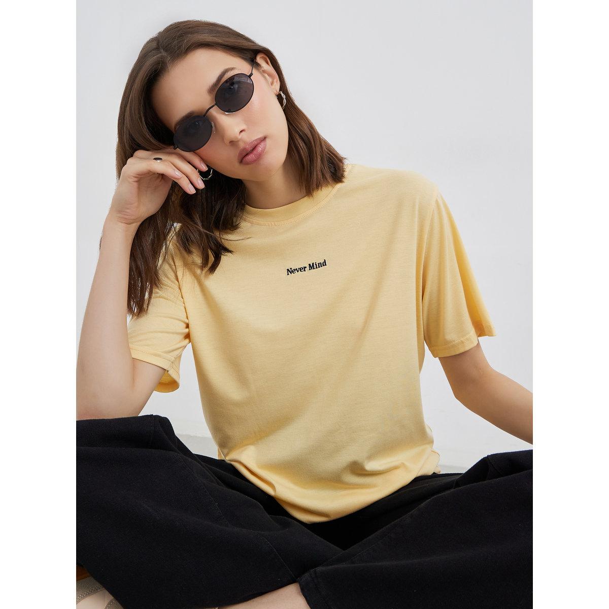 Styli Slogan Print Regular Fit T-Shirt-women-clothing-tshirts-image-1