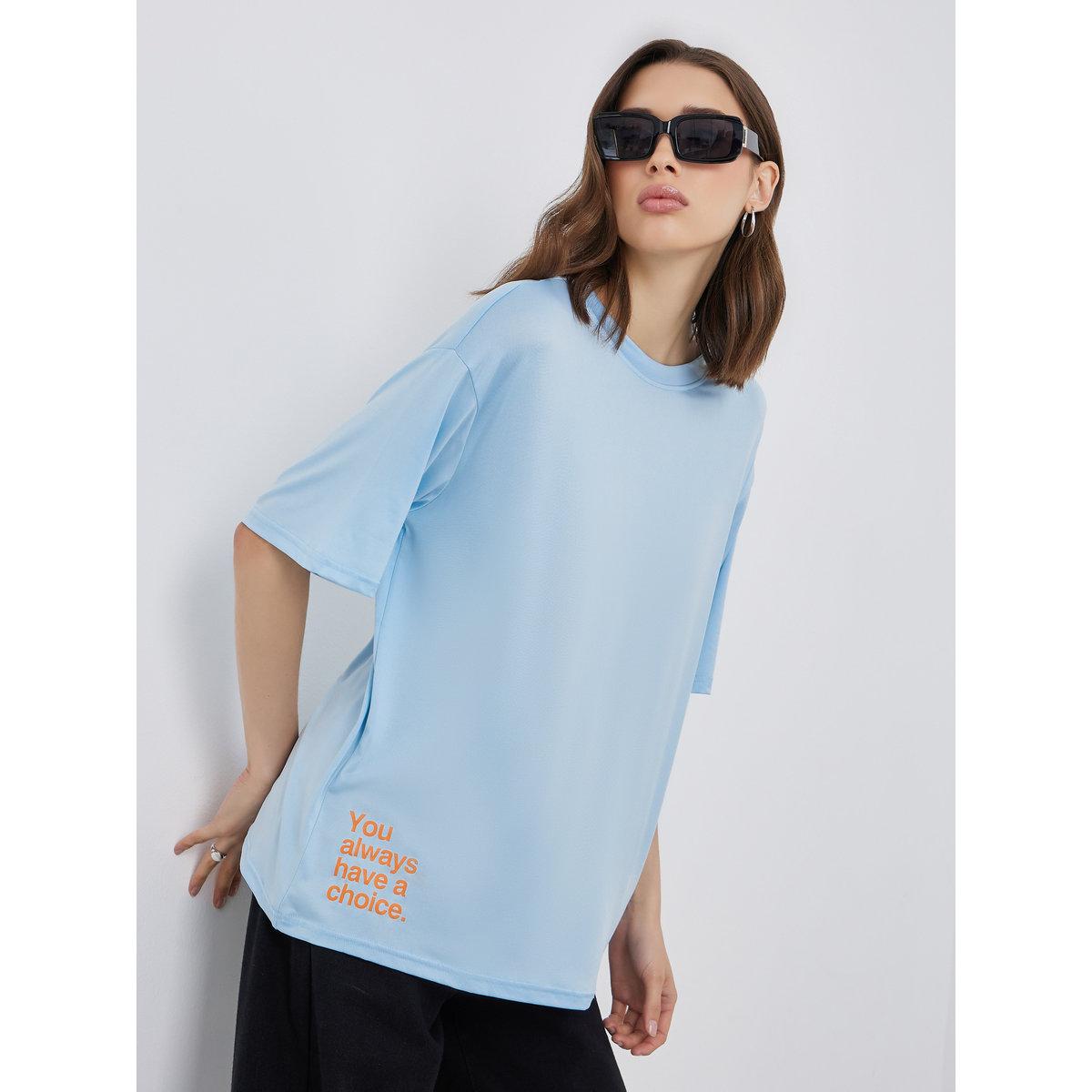 Styli Slogan Print Regular Fit T-Shirt-women-clothing-tshirts-image-1