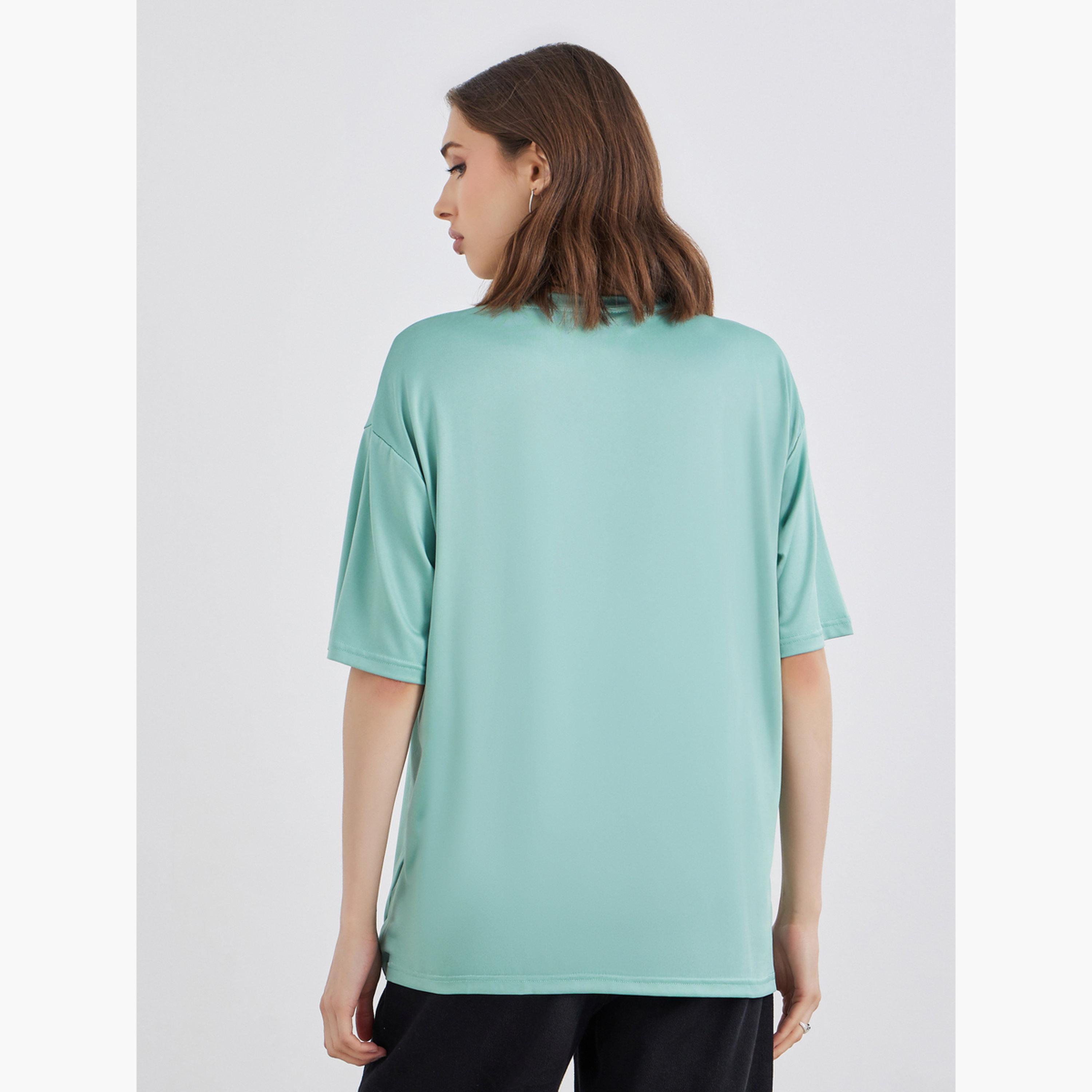 Styli Green Oversized Slogan T-Shirt-women-clothing-tshirts-image-5