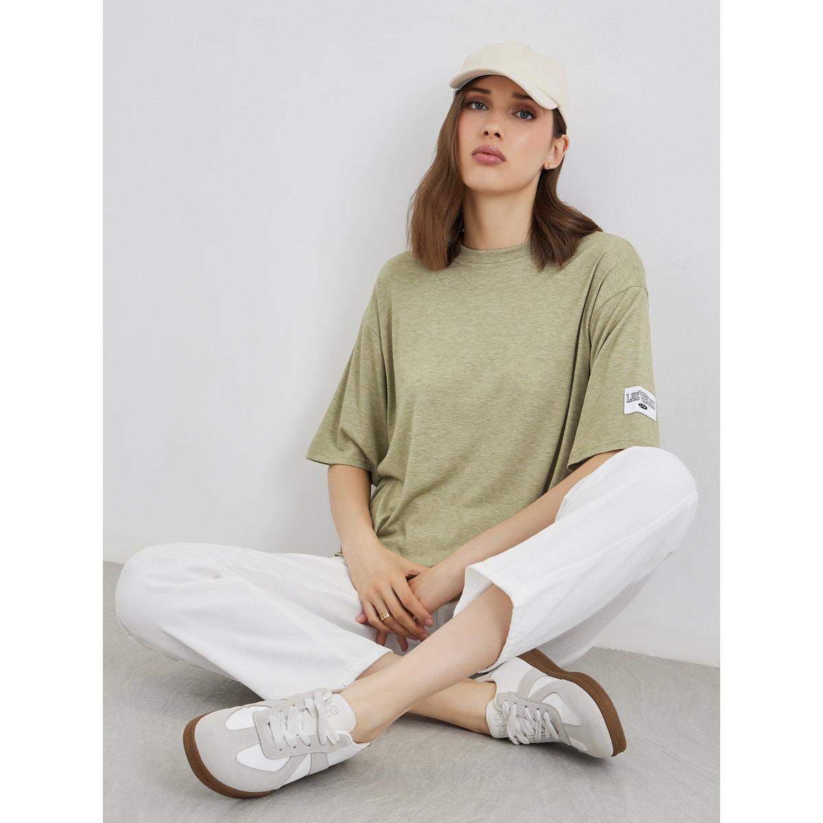 Styli Embroidered Patch Oversized T-Shirt-women-clothing-tshirts-image-1