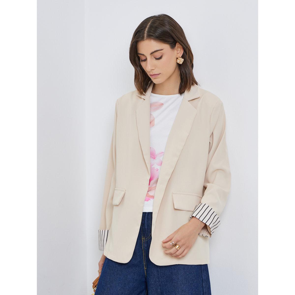 Styli Women Striped Cuff Regular Fit Blazer-women-clothing-coatsandjackets-blazers-image-1