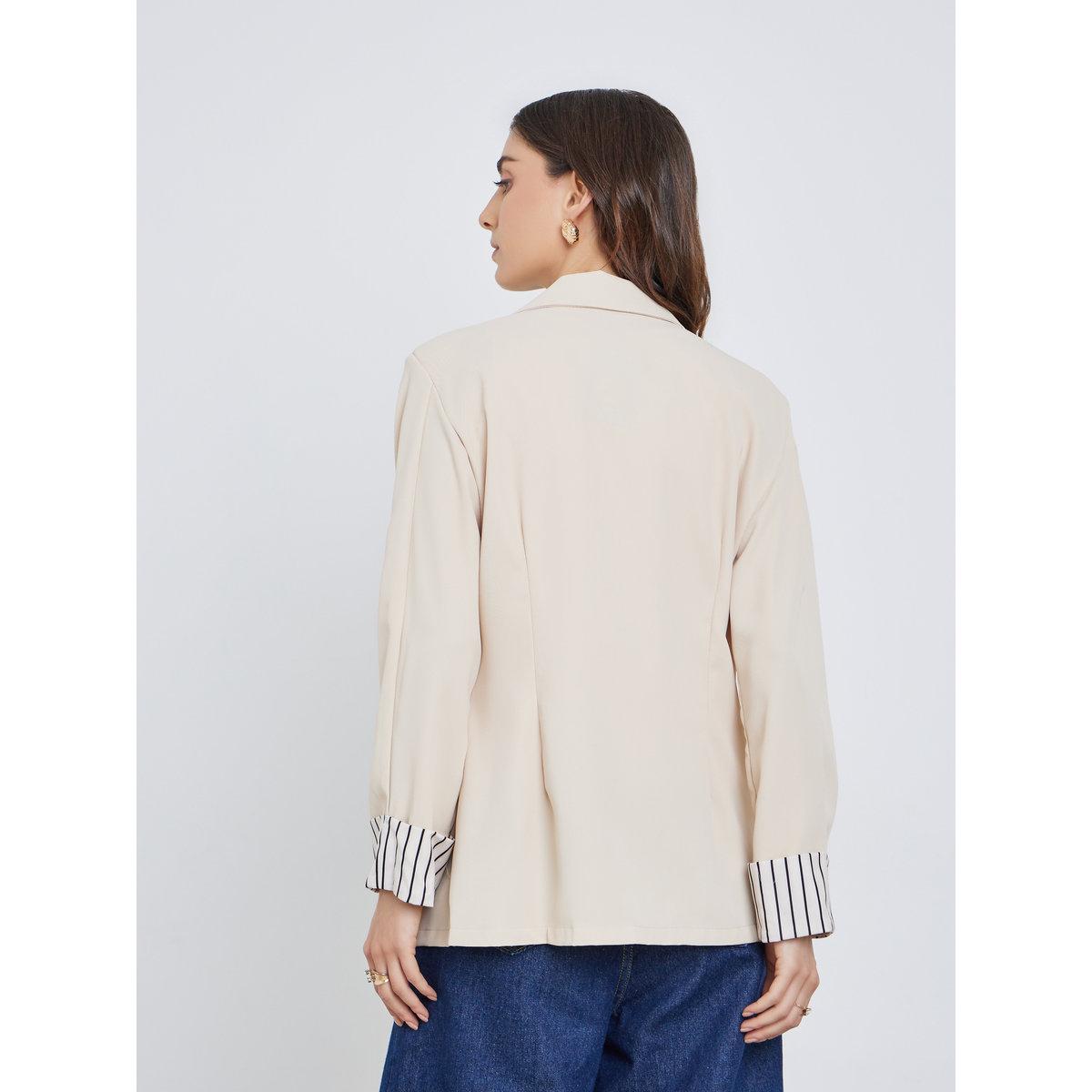Styli Women Striped Cuff Regular Fit Blazer-women-clothing-coatsandjackets-blazers-image-5