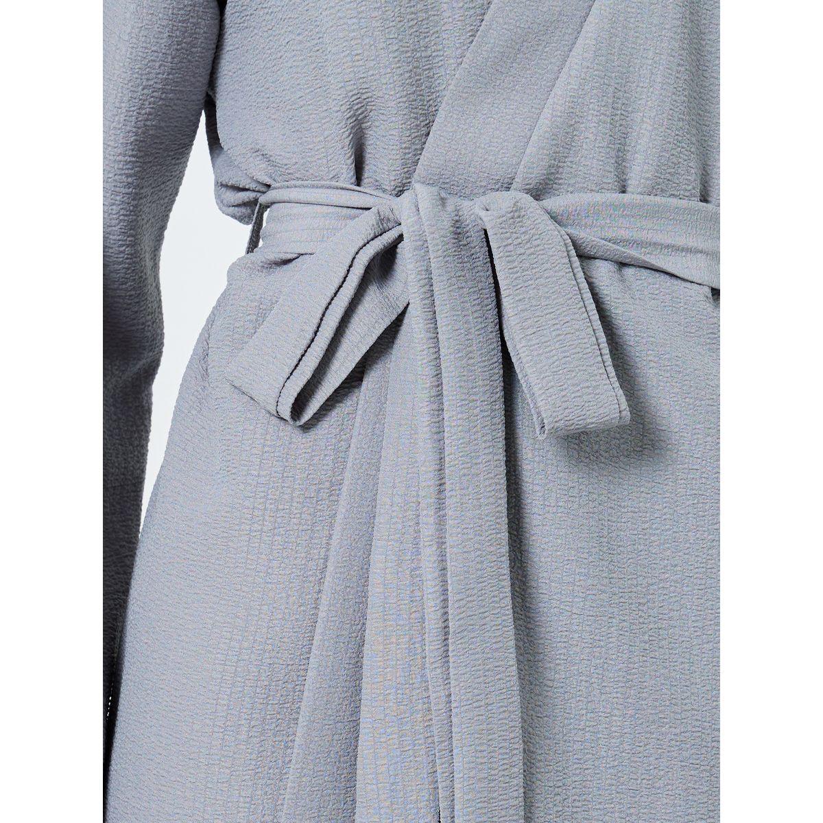 Styli Textured Solid Robe with Tie Belt-women-clothing-nightwear-robes-image-3