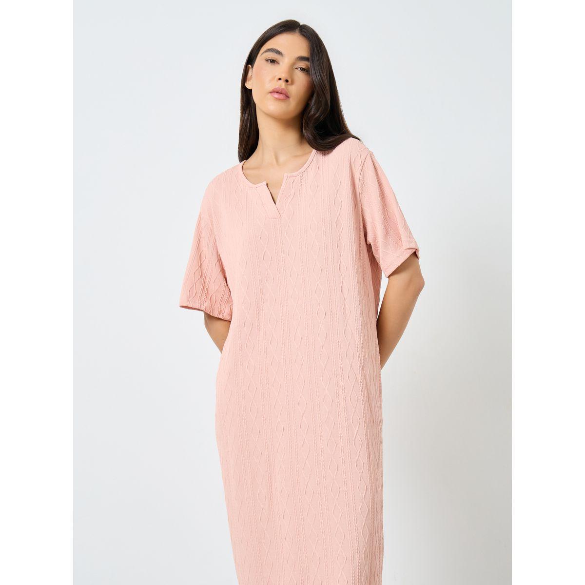 Styli Ruffle Hem Detail Textured Nightdress-women-clothing-nightwear-nighties-image-2