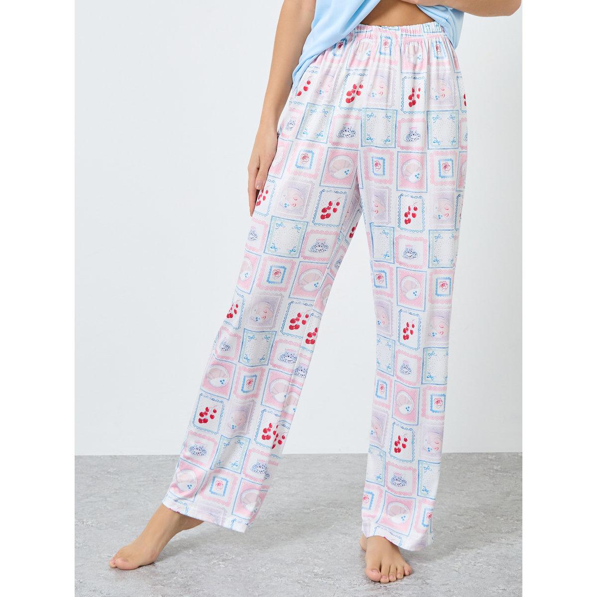 Styli Graphic Print T-Shirt and Straight Pyjama Set-women-clothing-nightwear-pyjamas-longsets-image-6