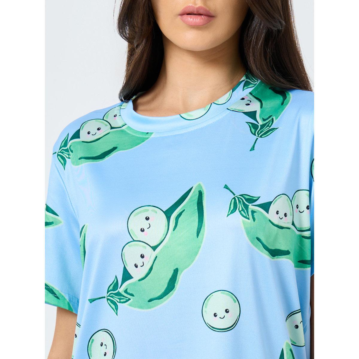 طقم من بنطال بيجاما وتيشيرت بطبعة جرافيك-women-clothing-nightwear-pyjamas-longsets-image-3