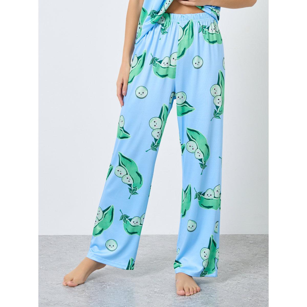 Styli Pea Pod Graphic Print T-Shirt and Pyjama Set-women-clothing-nightwear-pyjamas-longsets-image-5