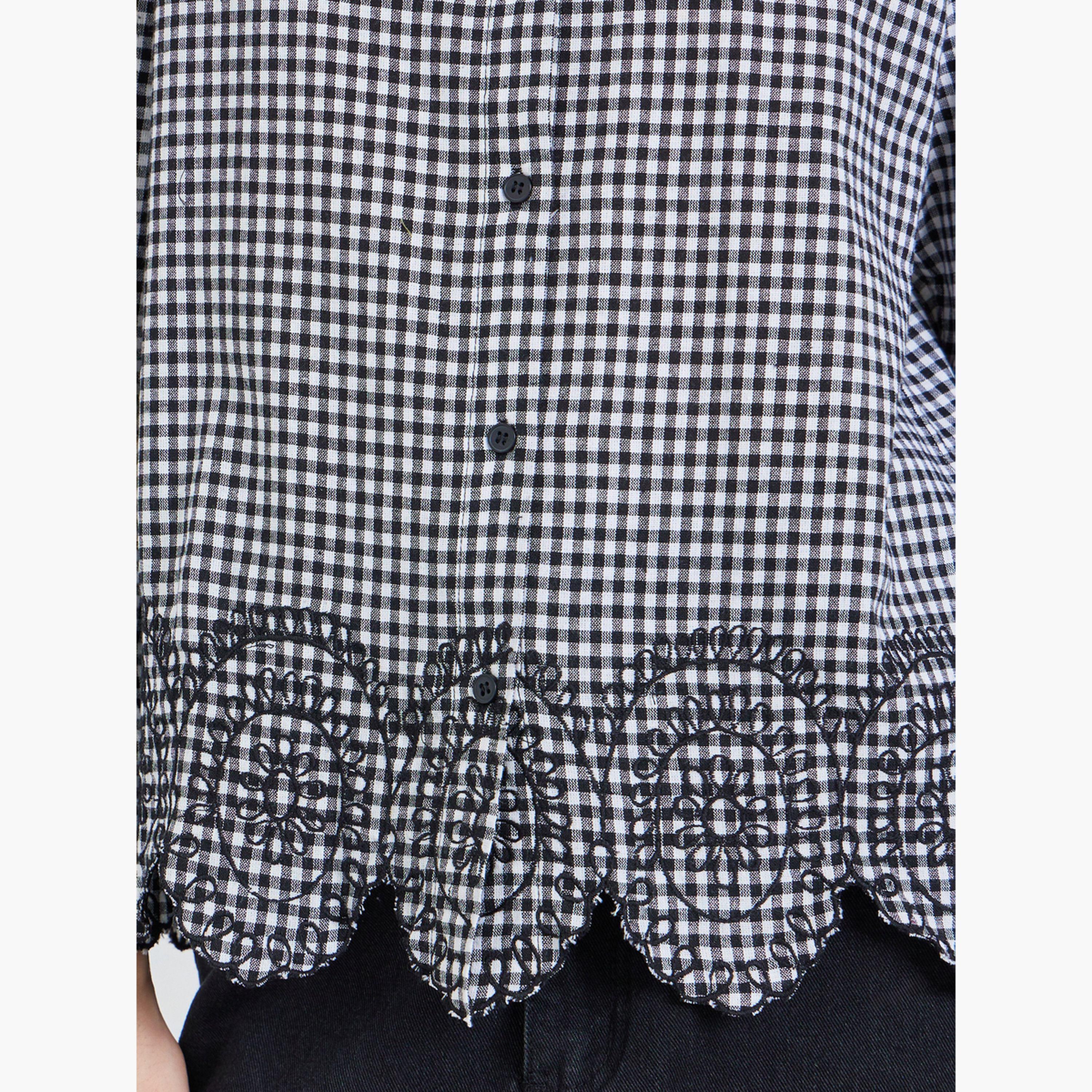 ستايلي - قميص نسائي أسود بأكمام طويلة منقوش-women-clothing-shirtsandblouses-shirts-image-4