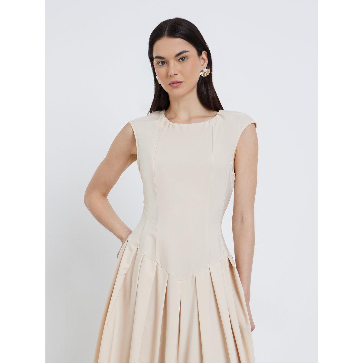 Styli Solid Pleated Sleeveless A-Line Maxi Dress-women-clothing-dresses-image-2
