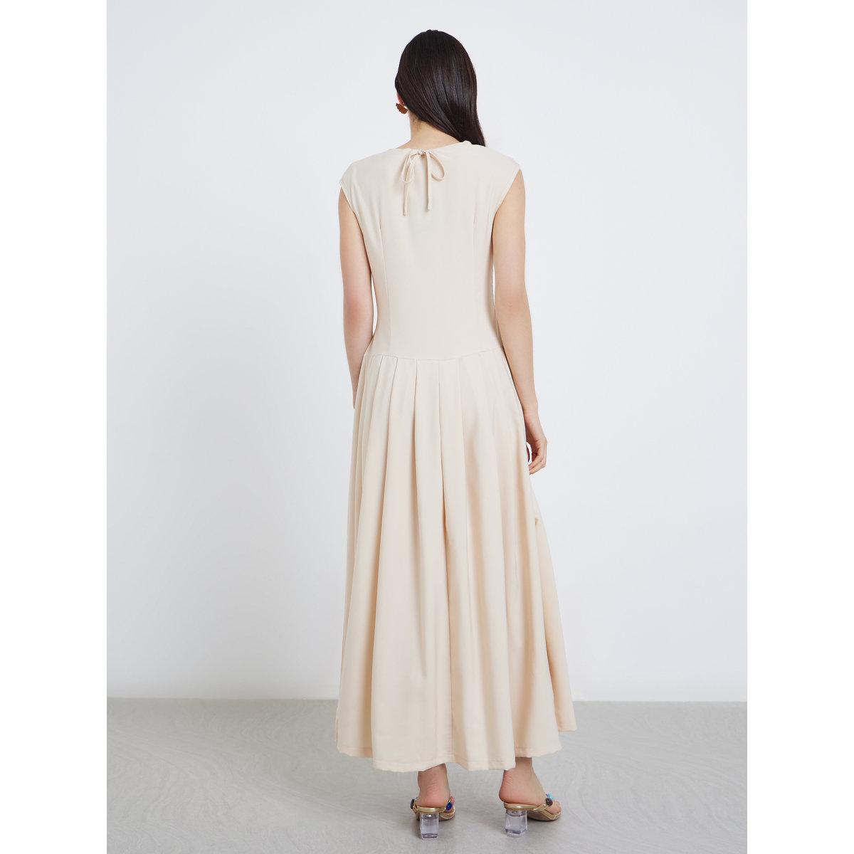 Styli Solid Pleated Sleeveless A-Line Maxi Dress-women-clothing-dresses-image-5