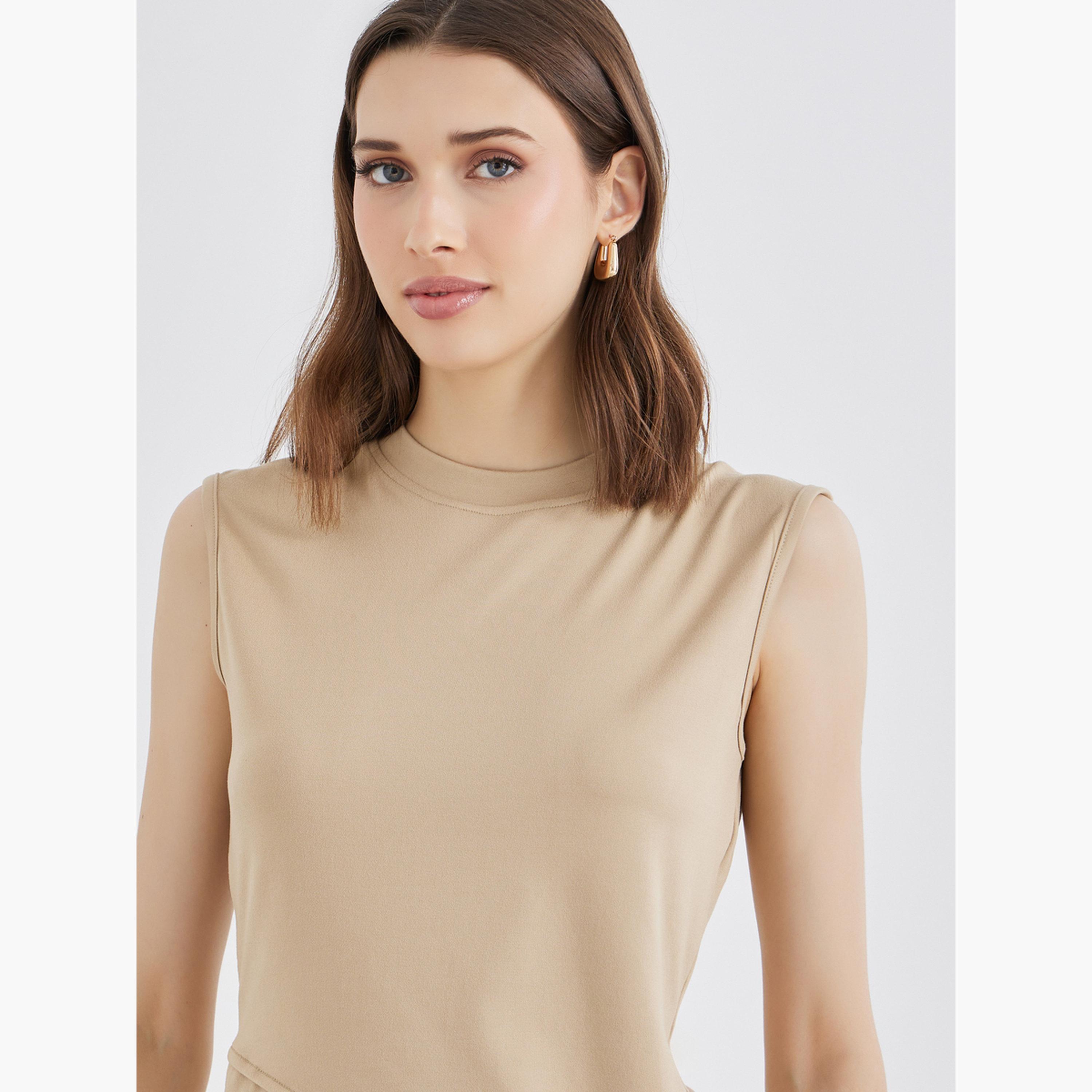 ستايلي - بلوزة بيج بدون أكمام غير متماثلة-women-clothing-shirtsandblouses-shirts-image-3