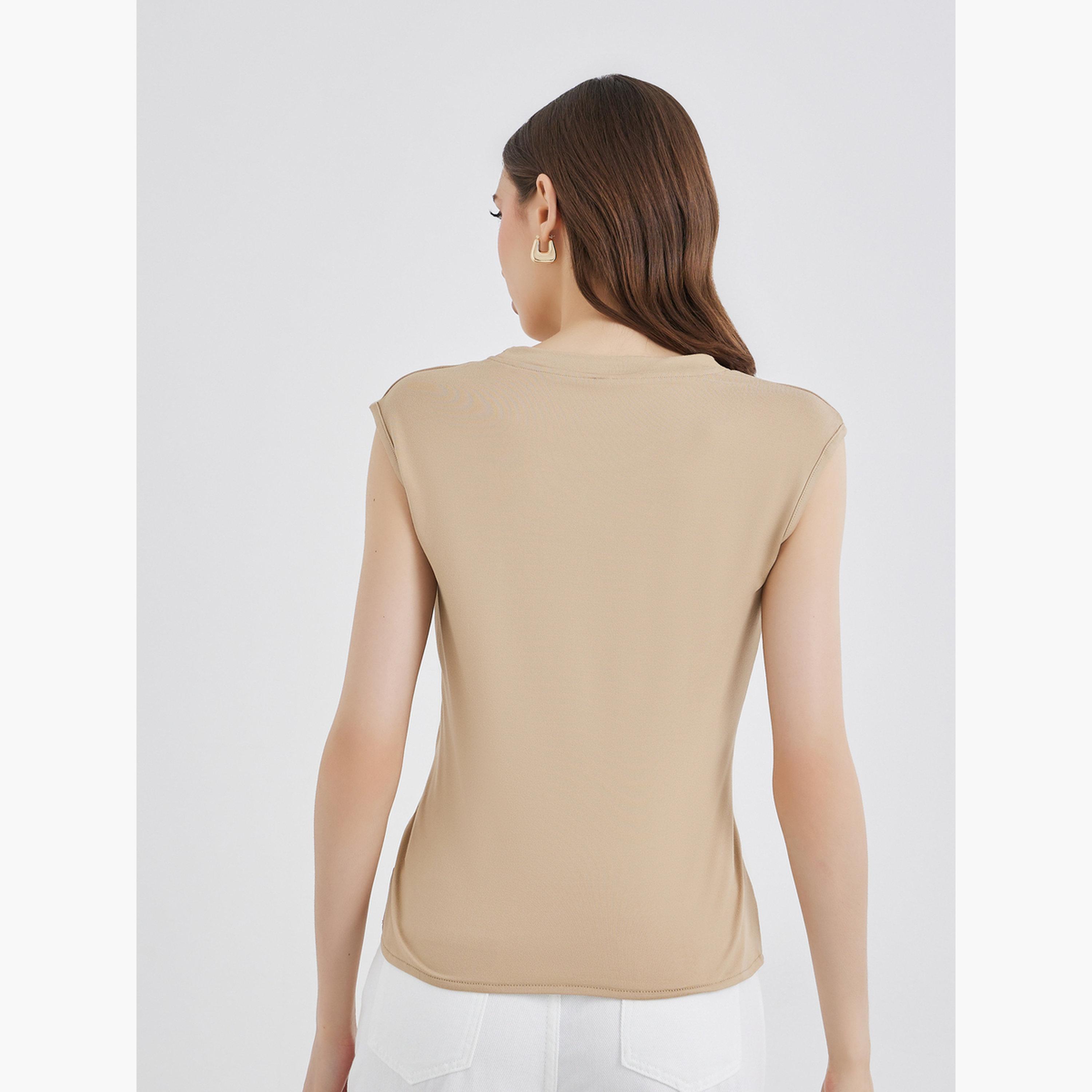 ستايلي - بلوزة بيج بدون أكمام غير متماثلة-women-clothing-shirtsandblouses-shirts-image-4