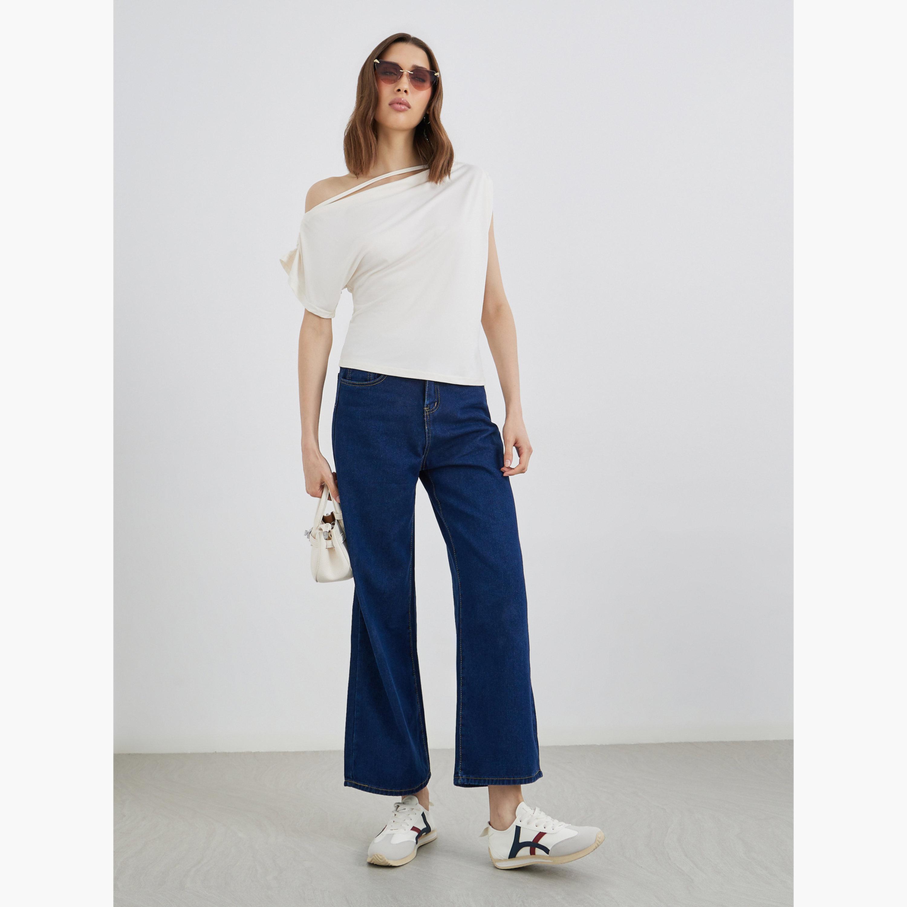 Styli Cream Asymmetric Neck Top-women-clothing-shirtsandblouses-shirts-image-2