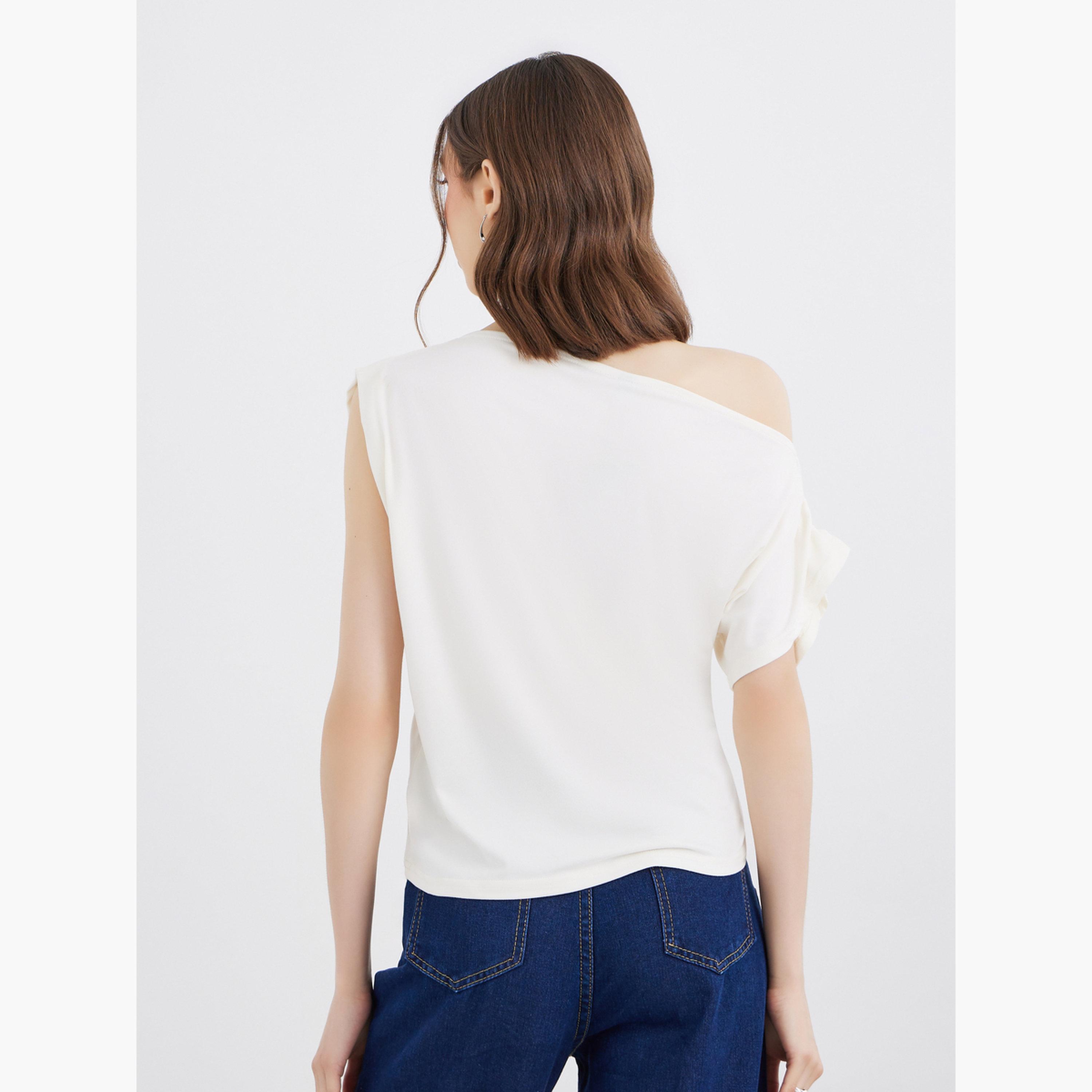 Styli Cream Asymmetric Neck Top-women-clothing-shirtsandblouses-shirts-image-5
