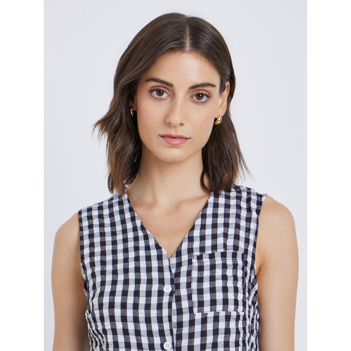 Styli Checked Pattern Sleeveless Vest Top-women-clothing-shirtsandblouses-blouses-image-3