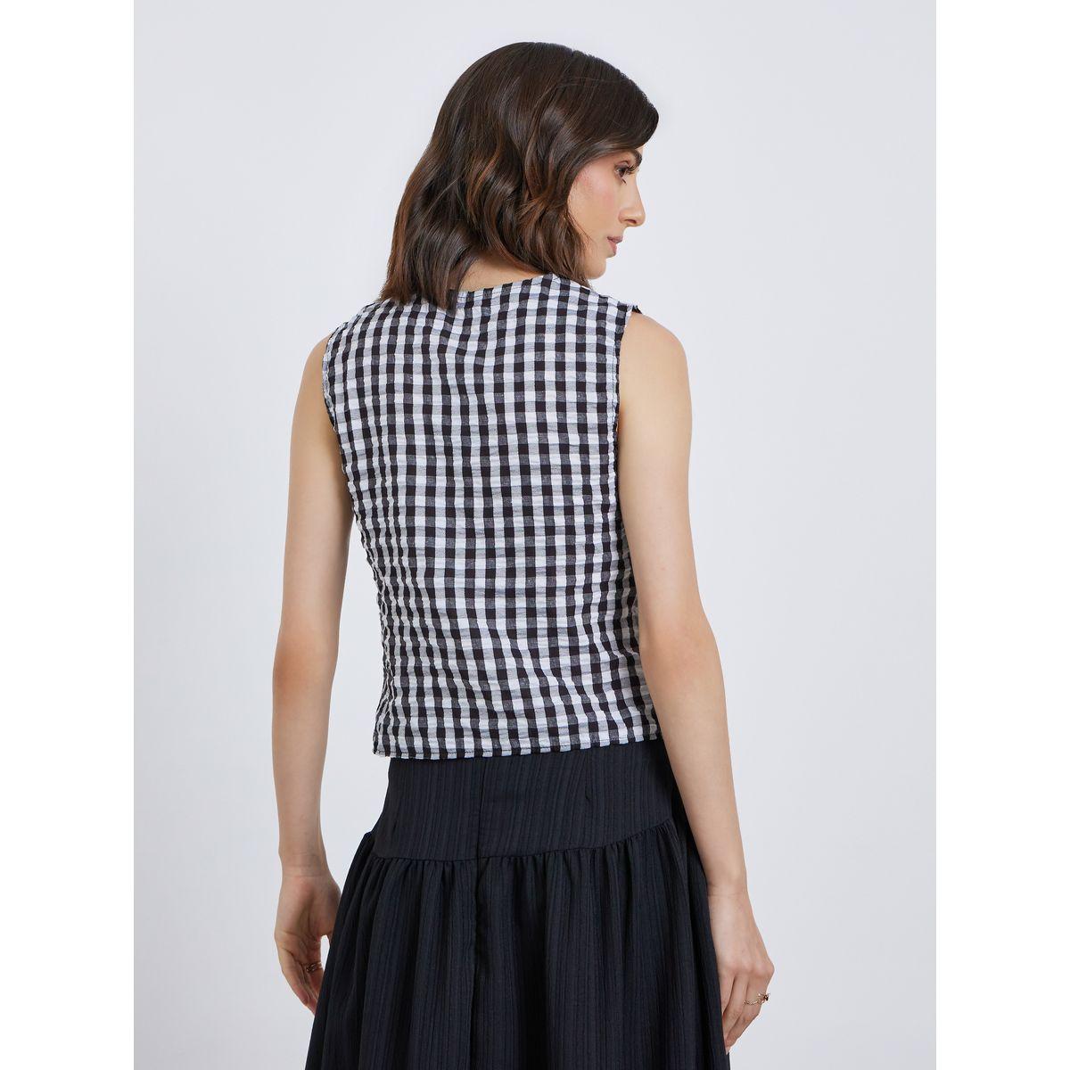 Styli Checked Pattern Sleeveless Vest Top-women-clothing-shirtsandblouses-blouses-image-4