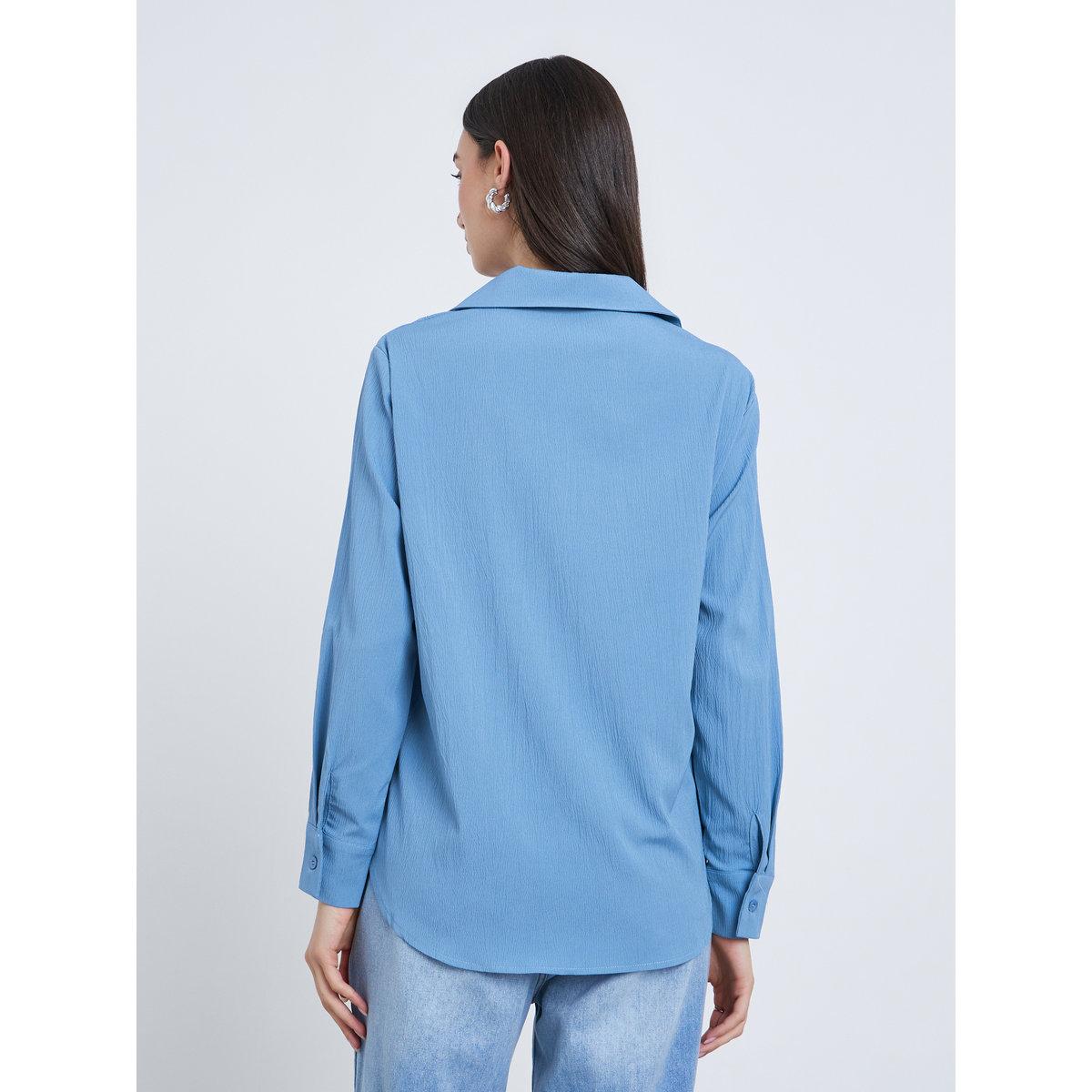 Styli Solid Lace Trim Buttoned Long Sleeve Shirt-women-clothing-shirtsandblouses-shirts-image-4