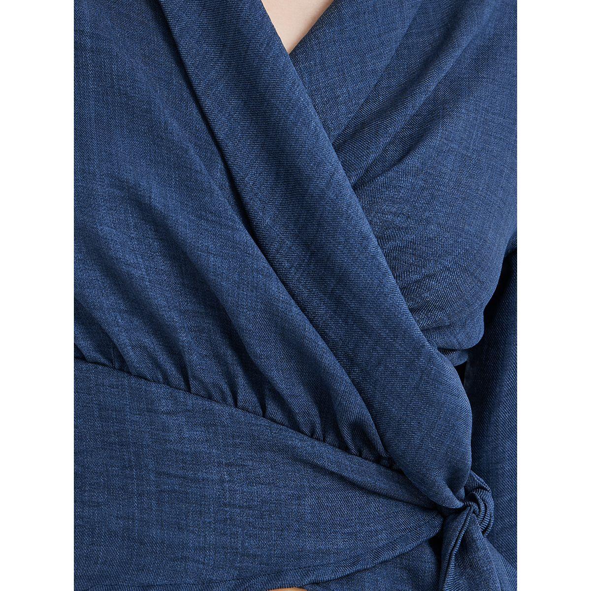 Styli Solid Long Sleeve Wrap Top with Tie Detail-women-clothing-shirtsandblouses-blouses-image-3