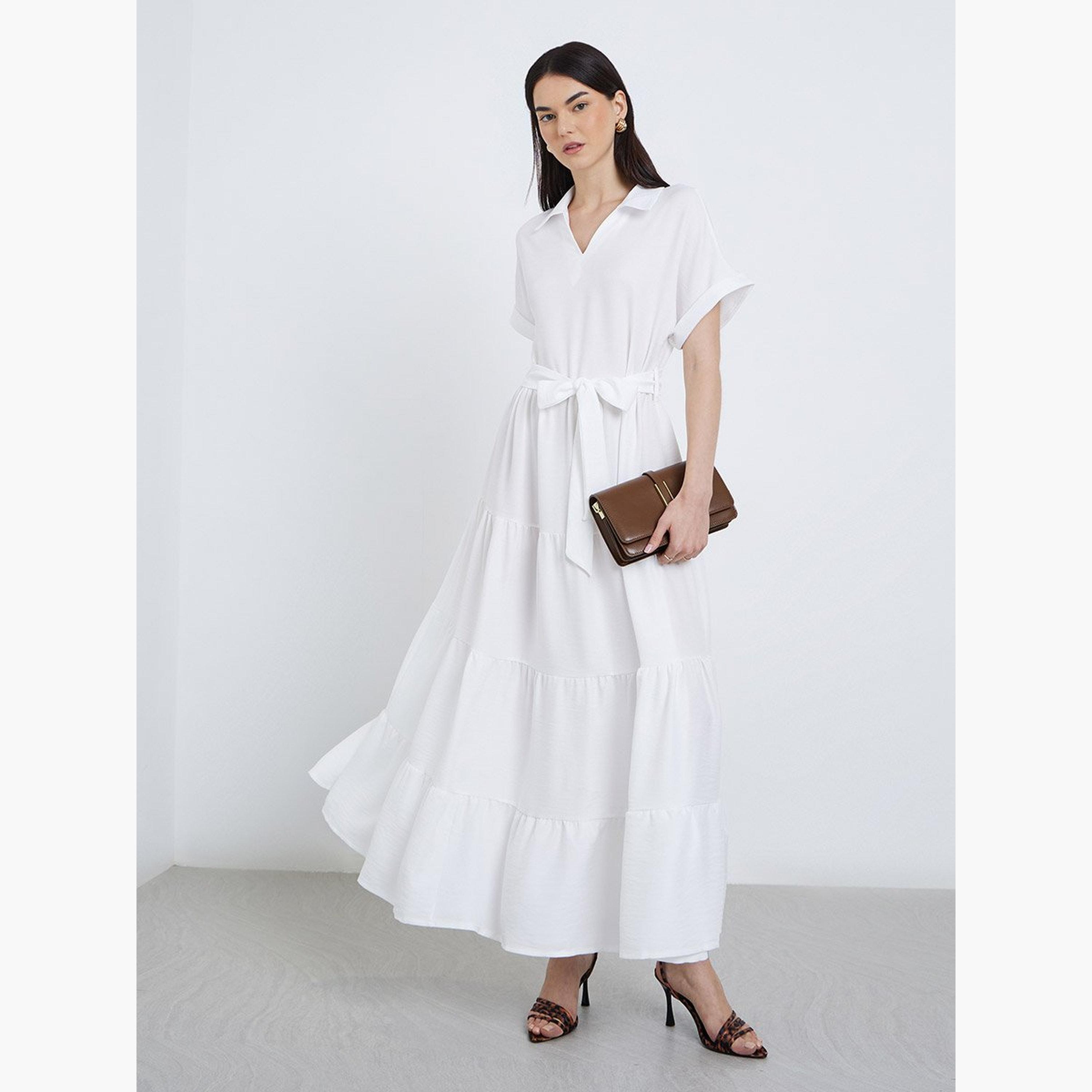 تيك تو - فستان ماكسي أبيض قصة A-women-clothing-dresses-image-1