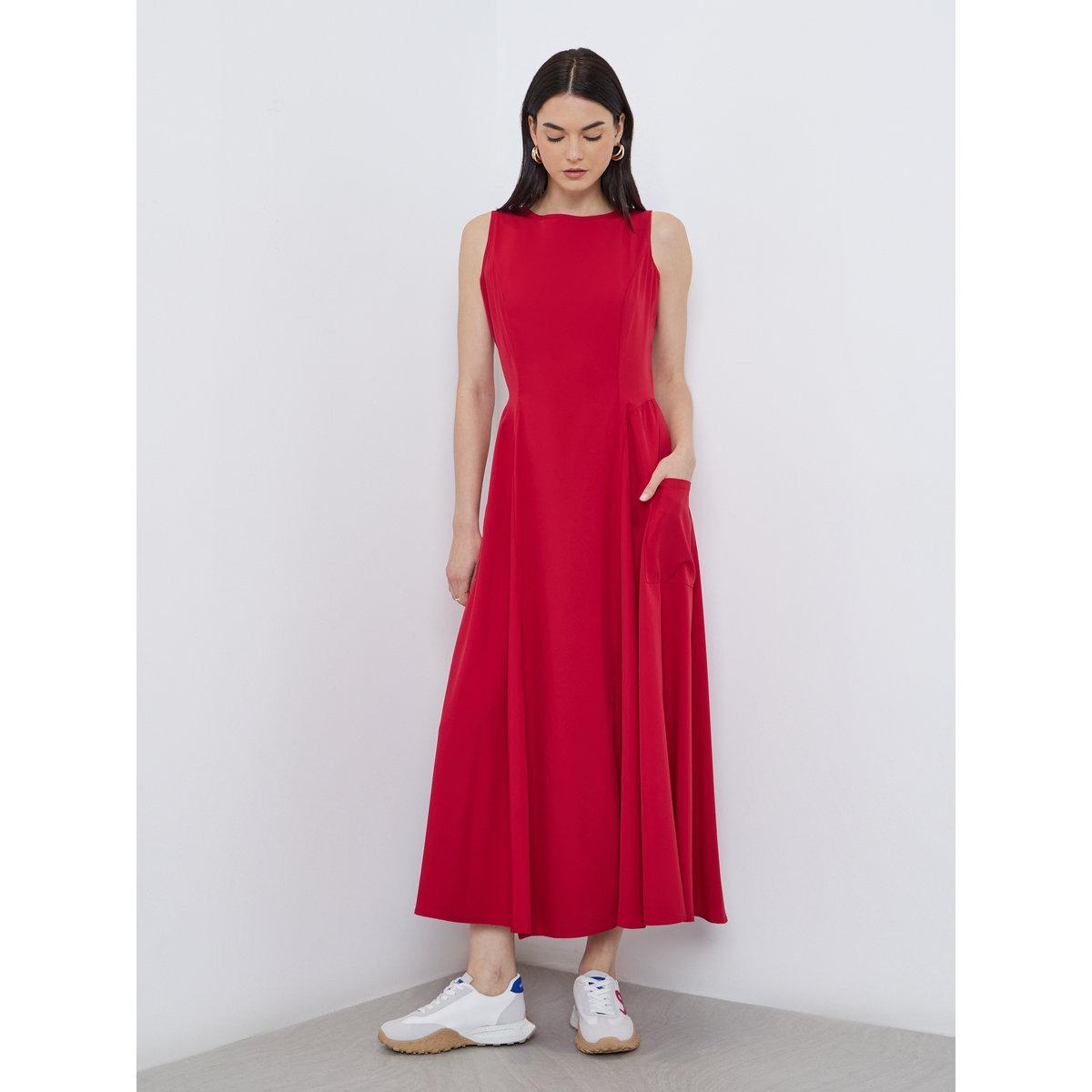 Styli Solid Sleeveless Midi Dress with Pockets-women-clothing-dresses-image-3