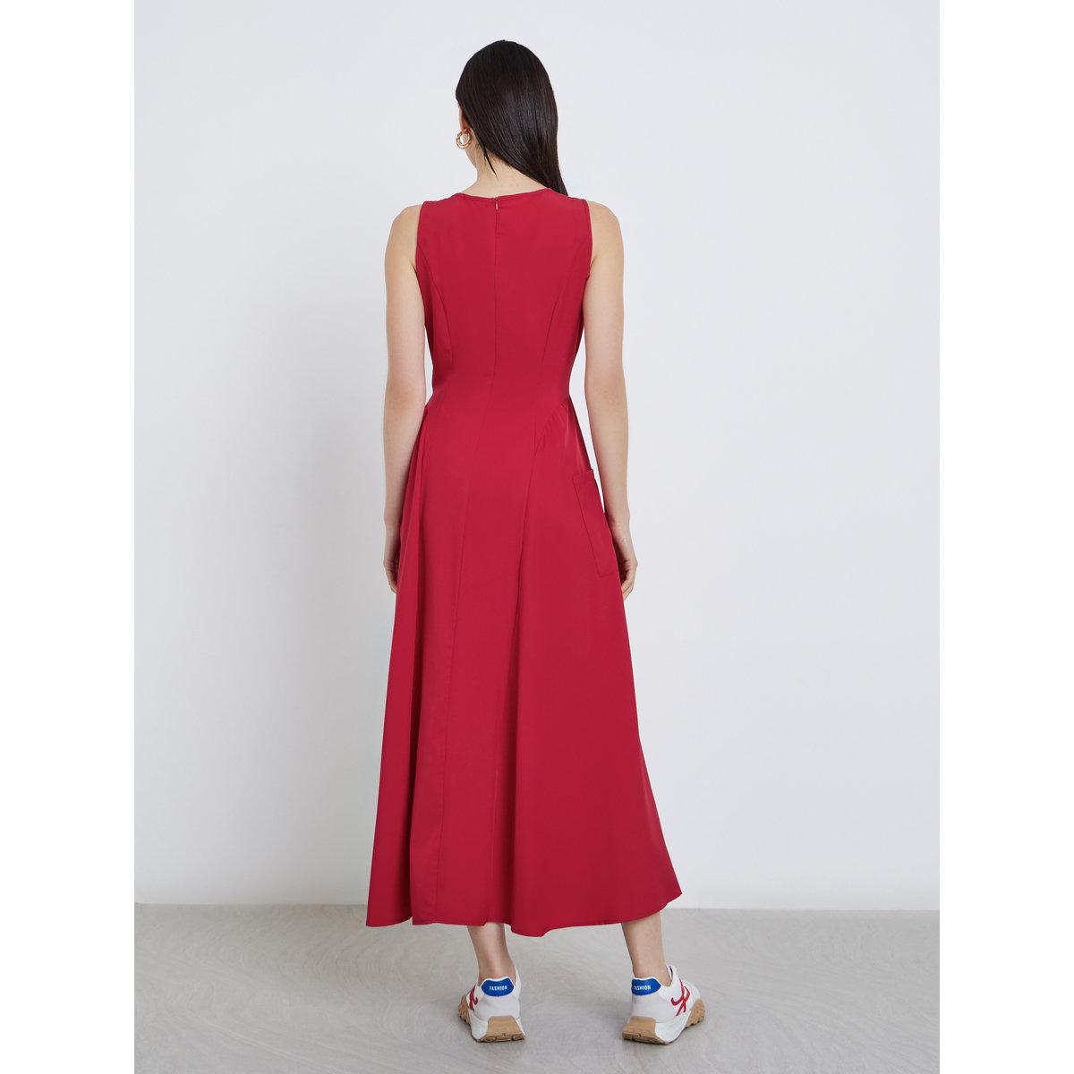 Styli Solid Sleeveless Midi Dress with Pockets-women-clothing-dresses-image-5