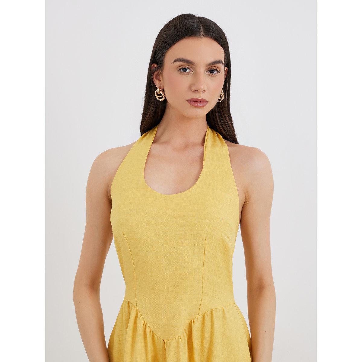 Styli Solid Halter Neck Sleeveless Midi Dress-women-clothing-dresses-image-4