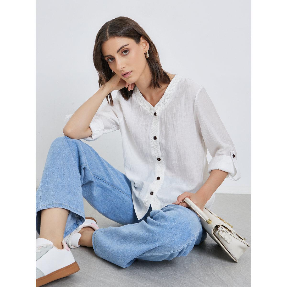 Styli White Buttoned Long Sleeve Shirt-women-clothing-shirtsandblouses-shirts-image-1