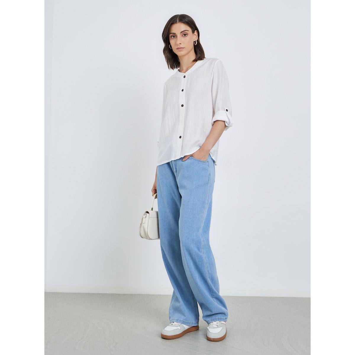 Styli White Buttoned Long Sleeve Shirt-women-clothing-shirtsandblouses-shirts-image-2