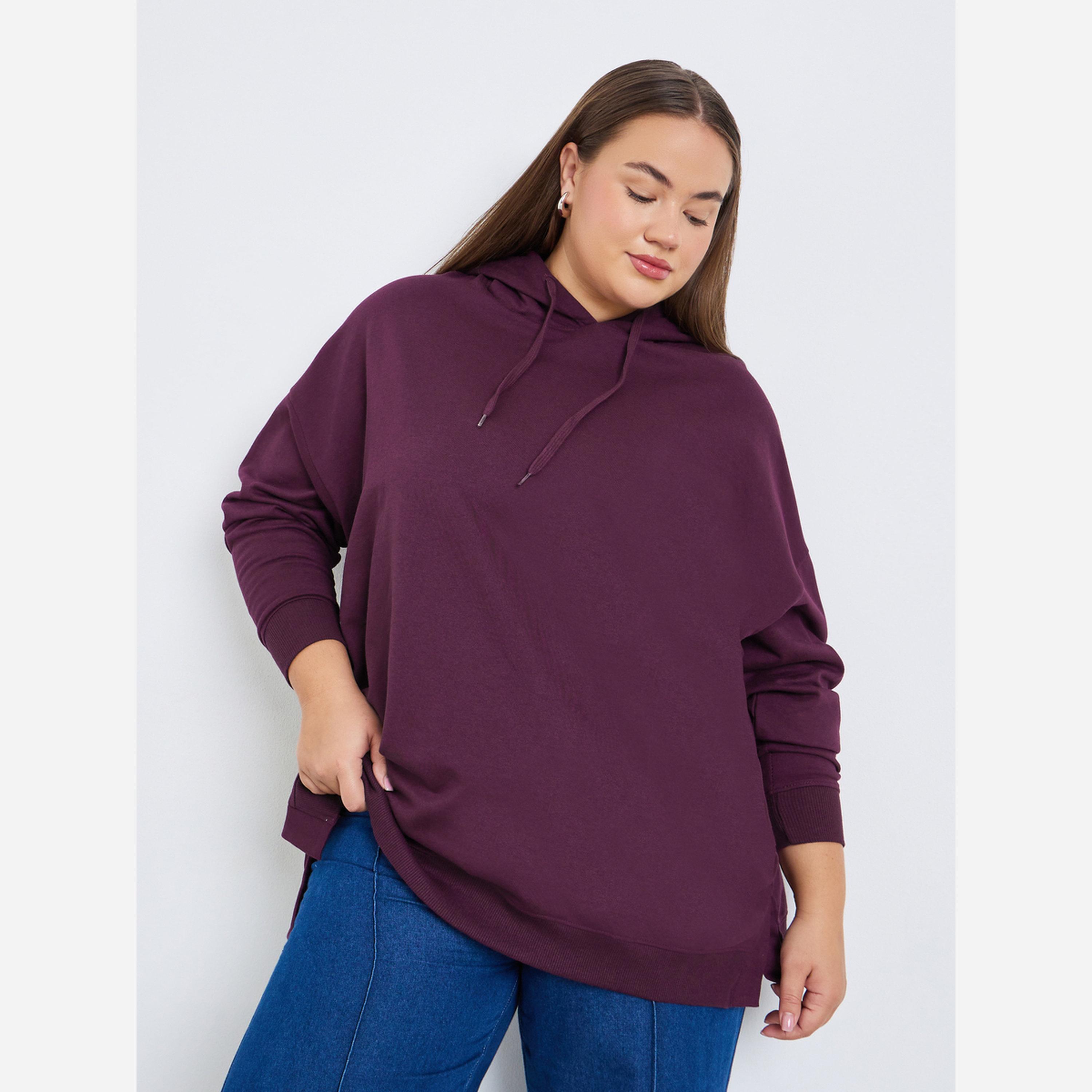 ستايلي - هودي نسائي مقاس واسع لون برغندي-women-clothing-hoodiesandsweatshirts-hoodies-image-1