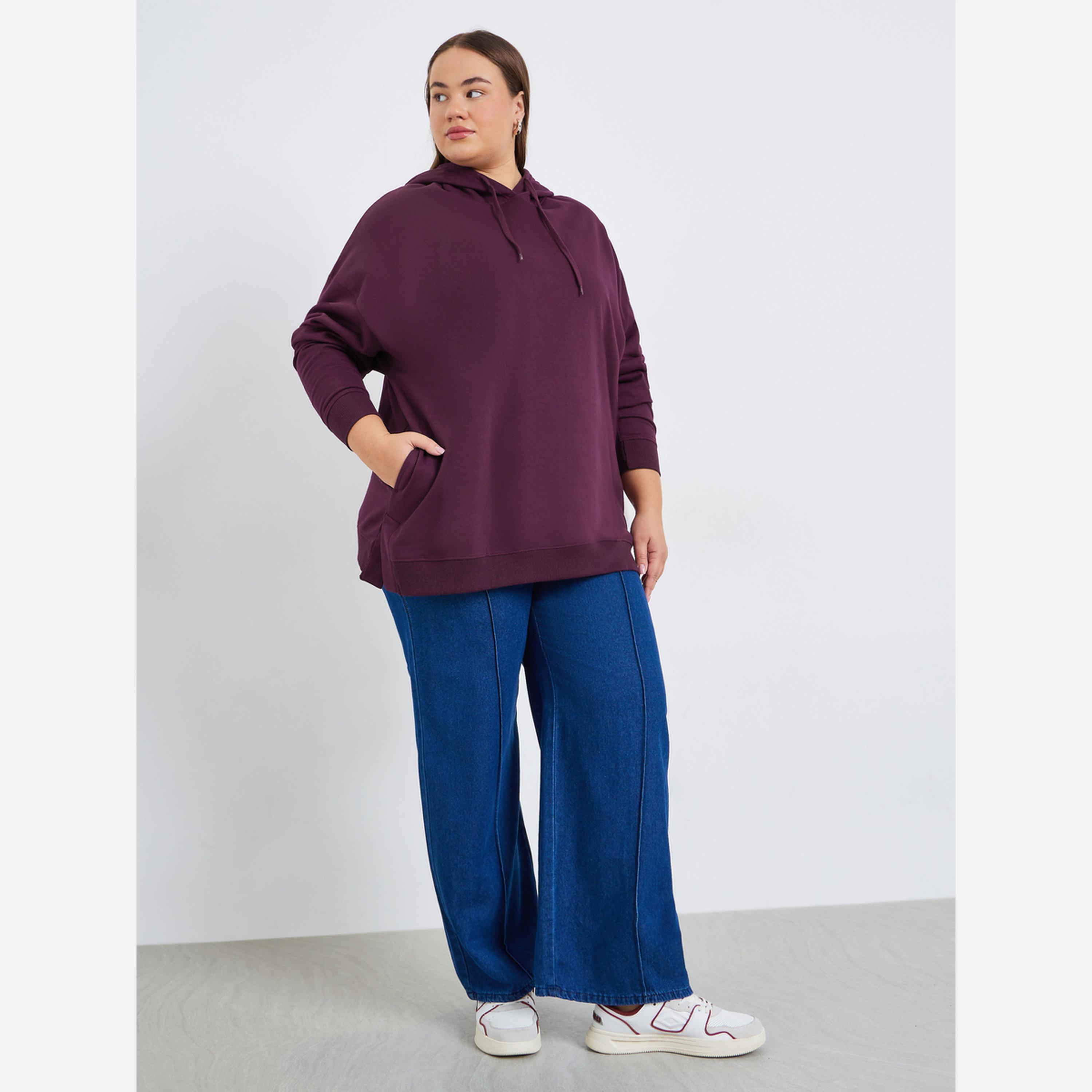 ستايلي - هودي نسائي مقاس واسع لون برغندي-women-clothing-hoodiesandsweatshirts-hoodies-image-2