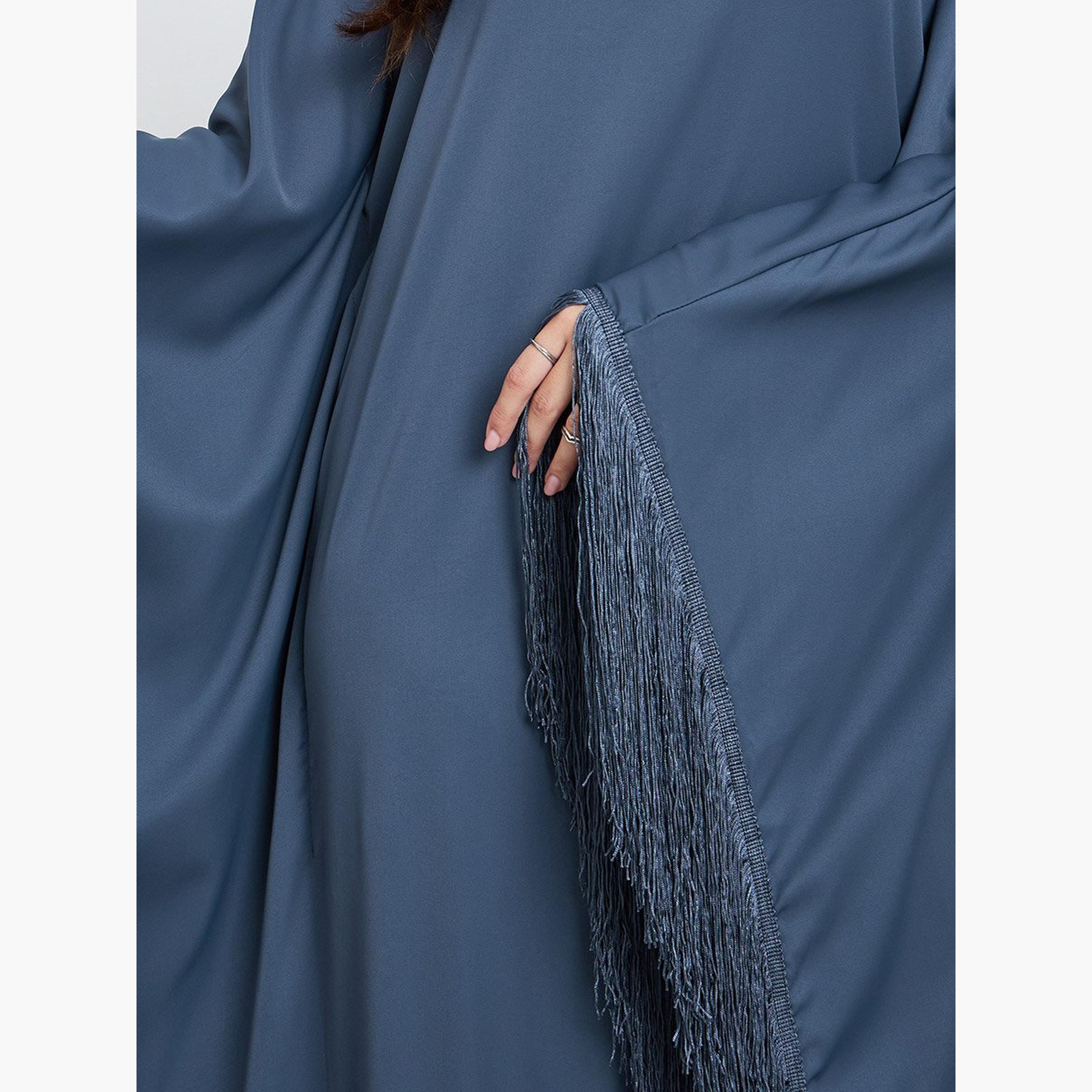 Styli Solid Tasselled Trim Kaftan Maxi Dress-women-clothing-dresses-image-4