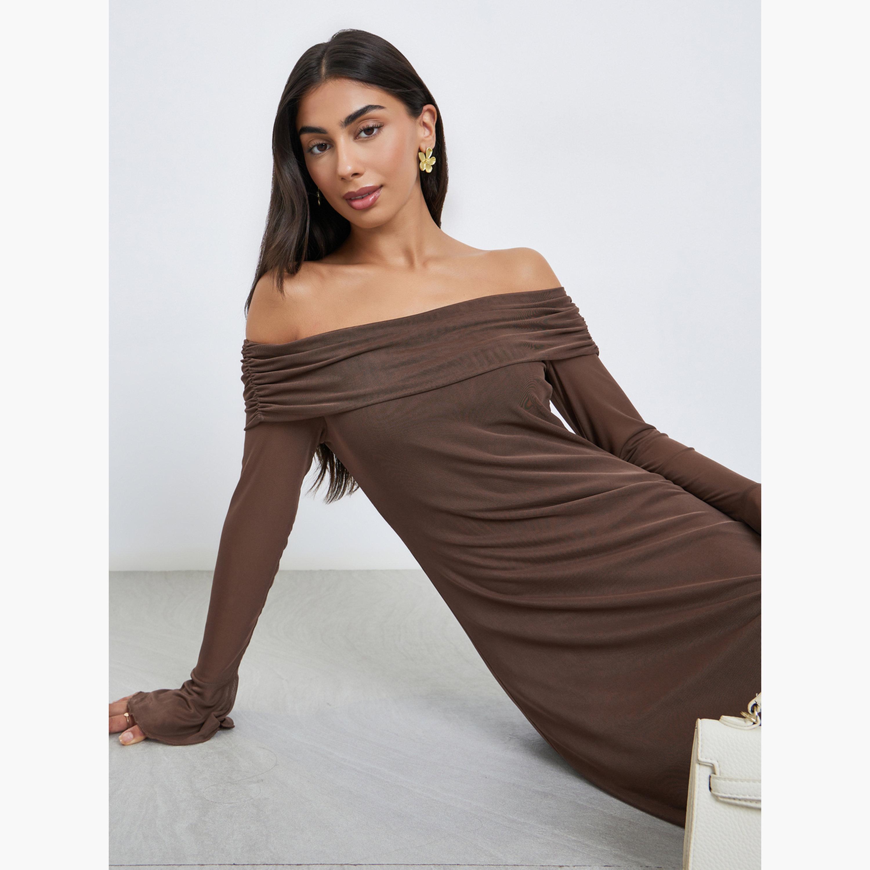 ستايلي - فستان ماكسي بني ضيق-women-clothing-dresses-image-2