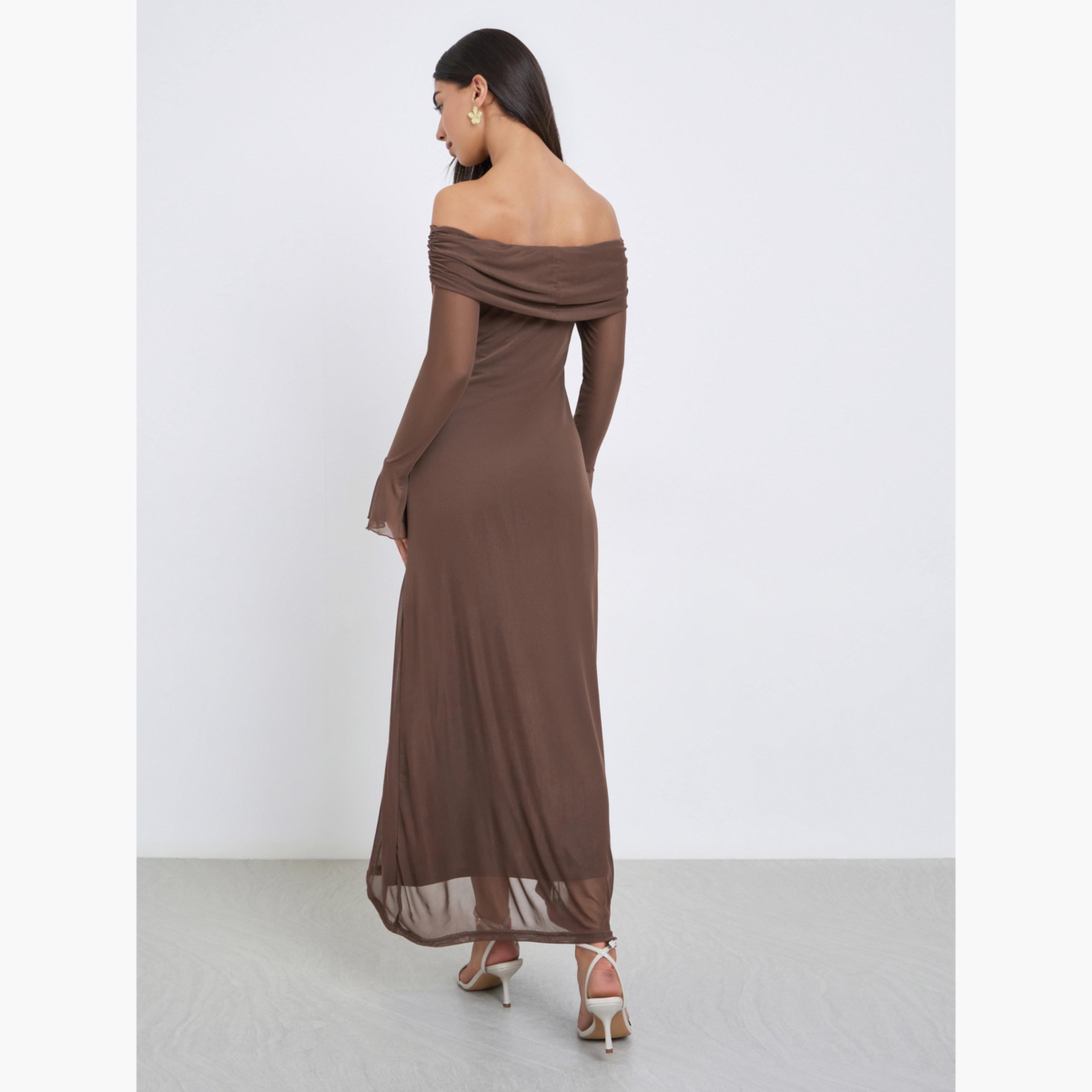 ستايلي - فستان ماكسي بني ضيق-women-clothing-dresses-image-4