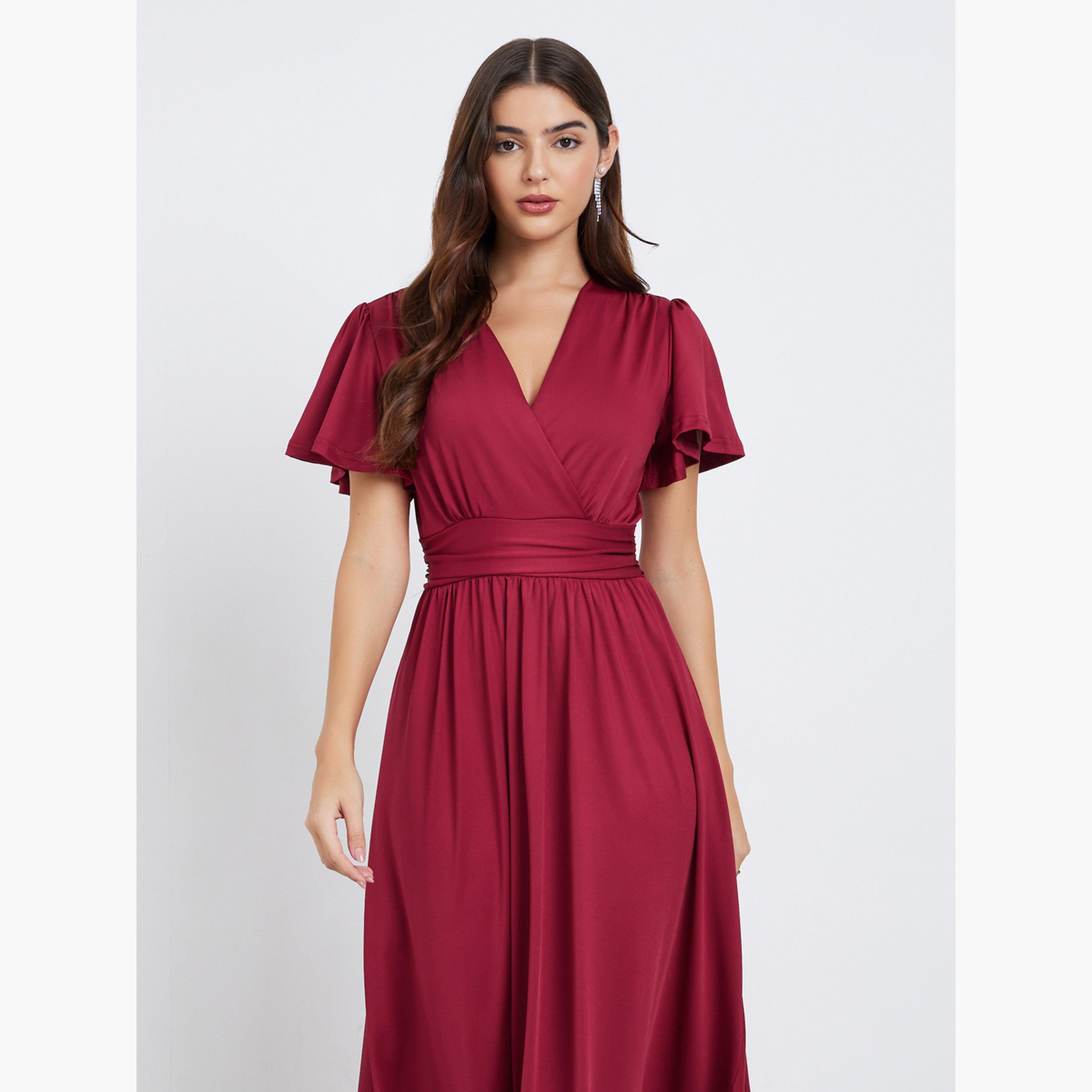 Styli Ruffled Short Sleeves A-Line Maxi Dress-women-clothing-dresses-image-2