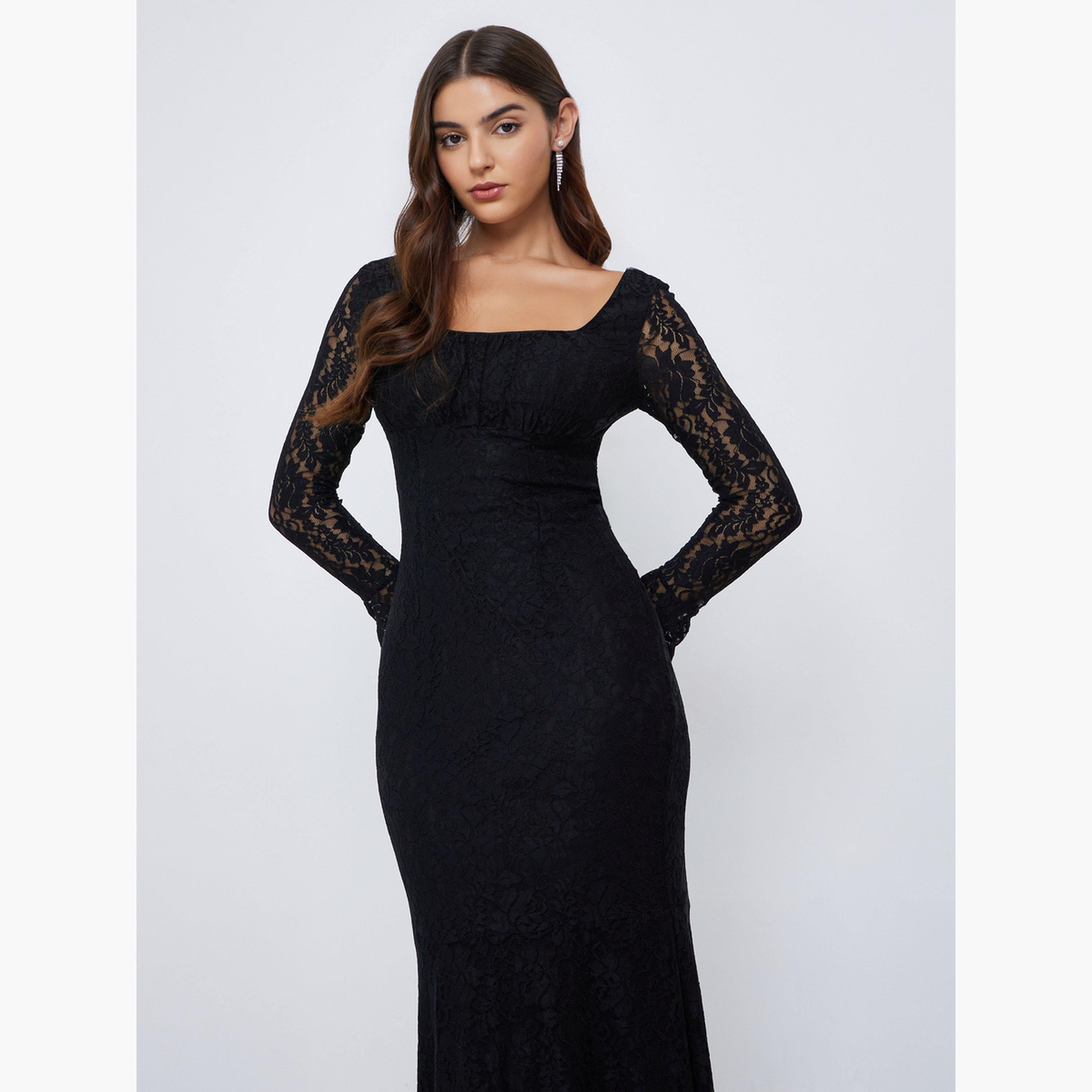 ستايلي - فستان ماكسي بأكمام قصيرة وقصة A-women-clothing-dresses-image-2