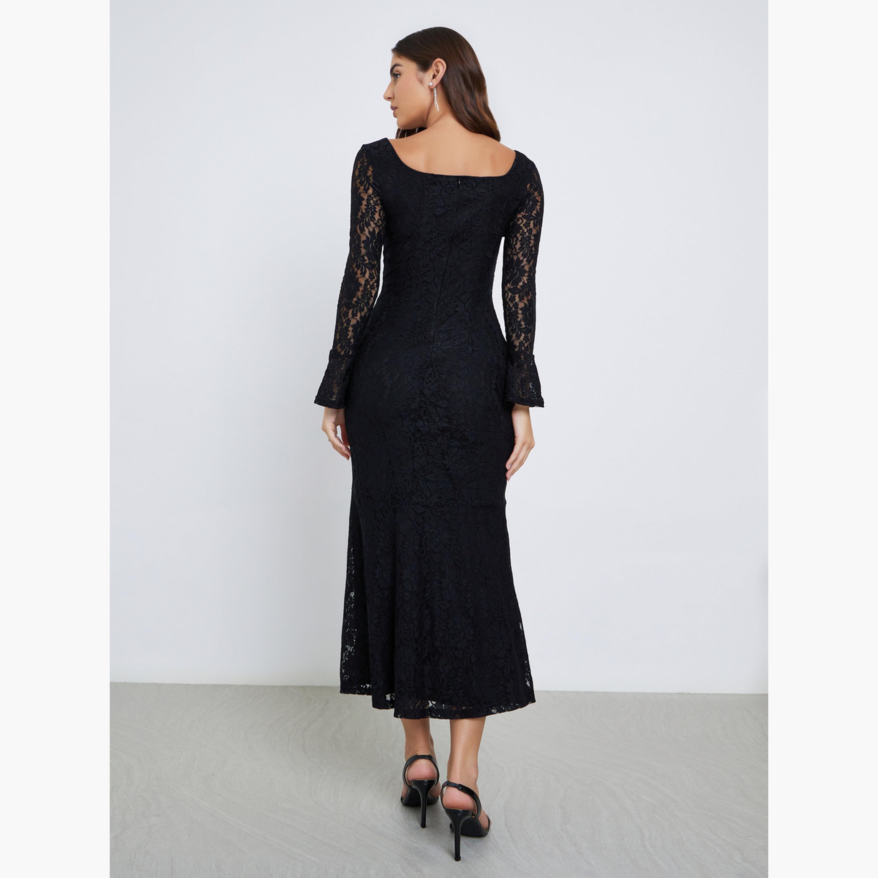 ستايلي - فستان ماكسي بأكمام قصيرة وقصة A-women-clothing-dresses-image-3