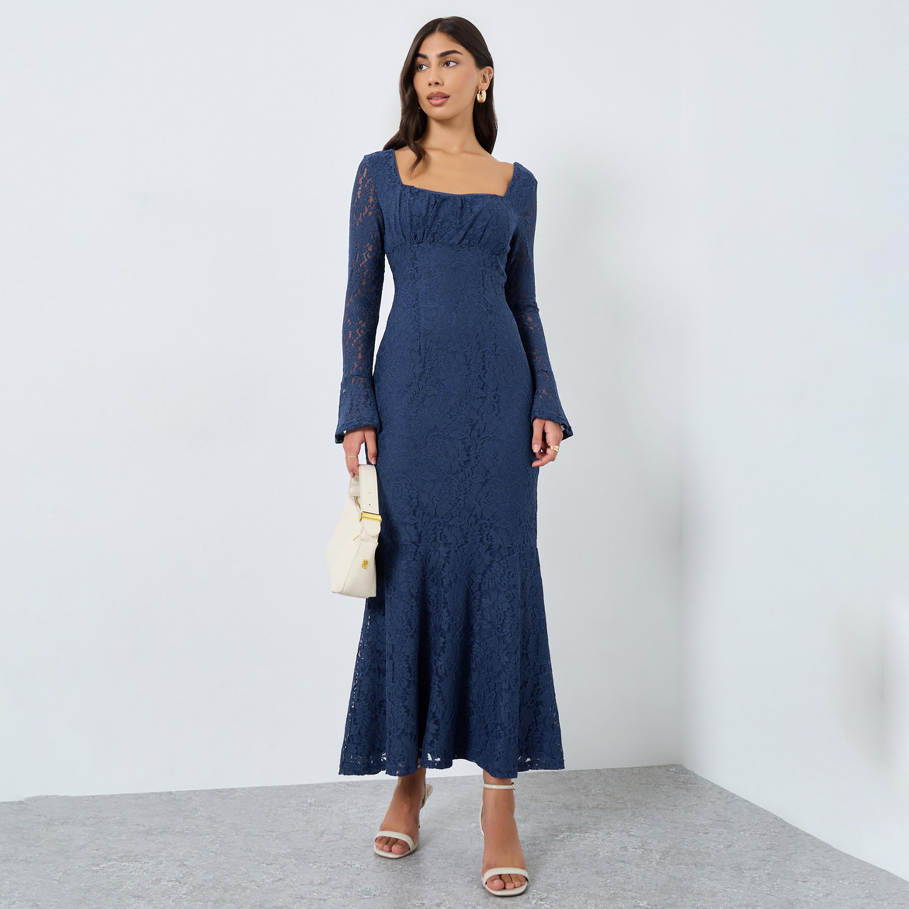 Styli All Lace Long Sleeves Mermaid Hem Maxi Dress-women-clothing-dresses-image-1