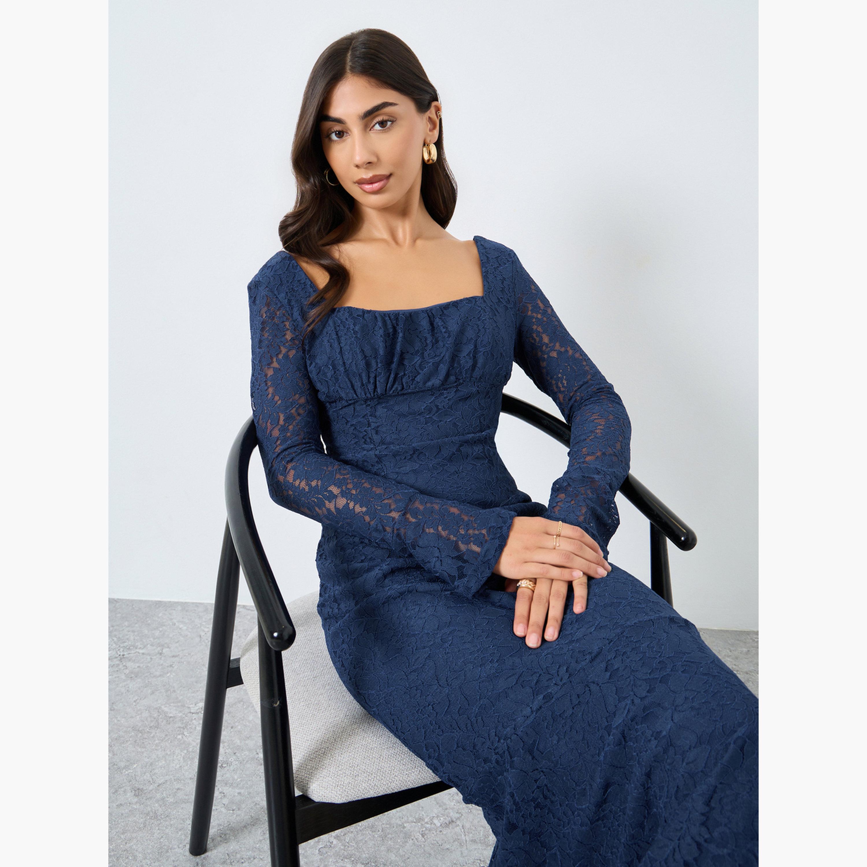Styli All Lace Long Sleeves Mermaid Hem Maxi Dress-women-clothing-dresses-image-5